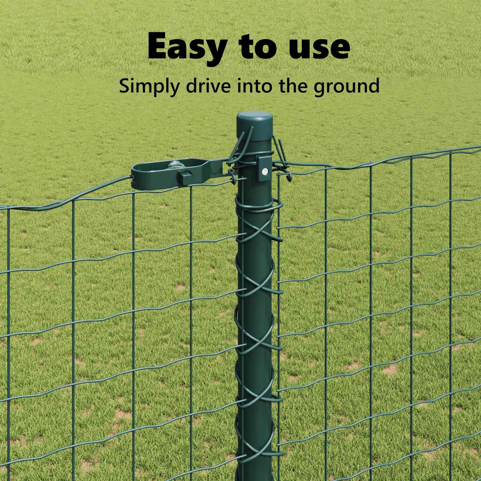 vidaXL Poste de Valla 2 pcs Verde Acero con Recubrimiento en Polvo, Poste de Cerca de Jardín, Diseño Moderno, Rectangular, Resistente al Clima, Fácil de Instalar