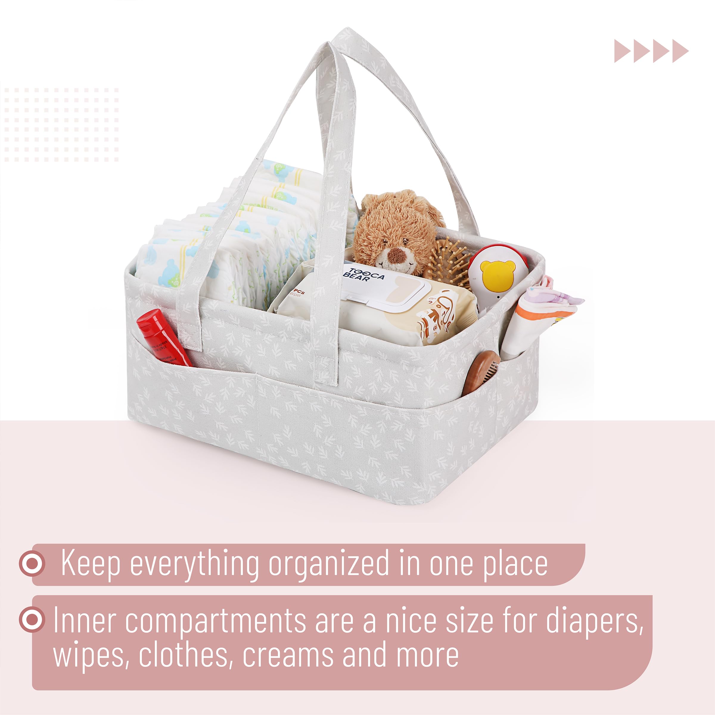 Mr. Pen Baby Diaper Organizer - Portable Car & Nursery Caddy with Changing Table Compartments, Patterned Gray, 1 Pack - Image 4