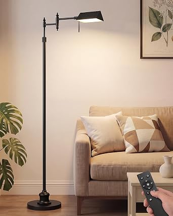 Bairth Black Reading Floor Lamp, Dimmable Pharmacy Standing Lamp