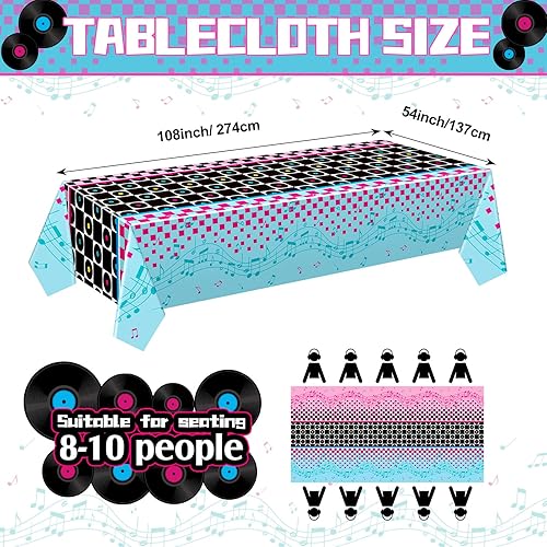 Miniatura 3 de Layhit 3 manteles de fiesta mecedora de los años 50, grandes, de plástico, desechables, mágicos de rock and roll, para suministros de fiesta de
