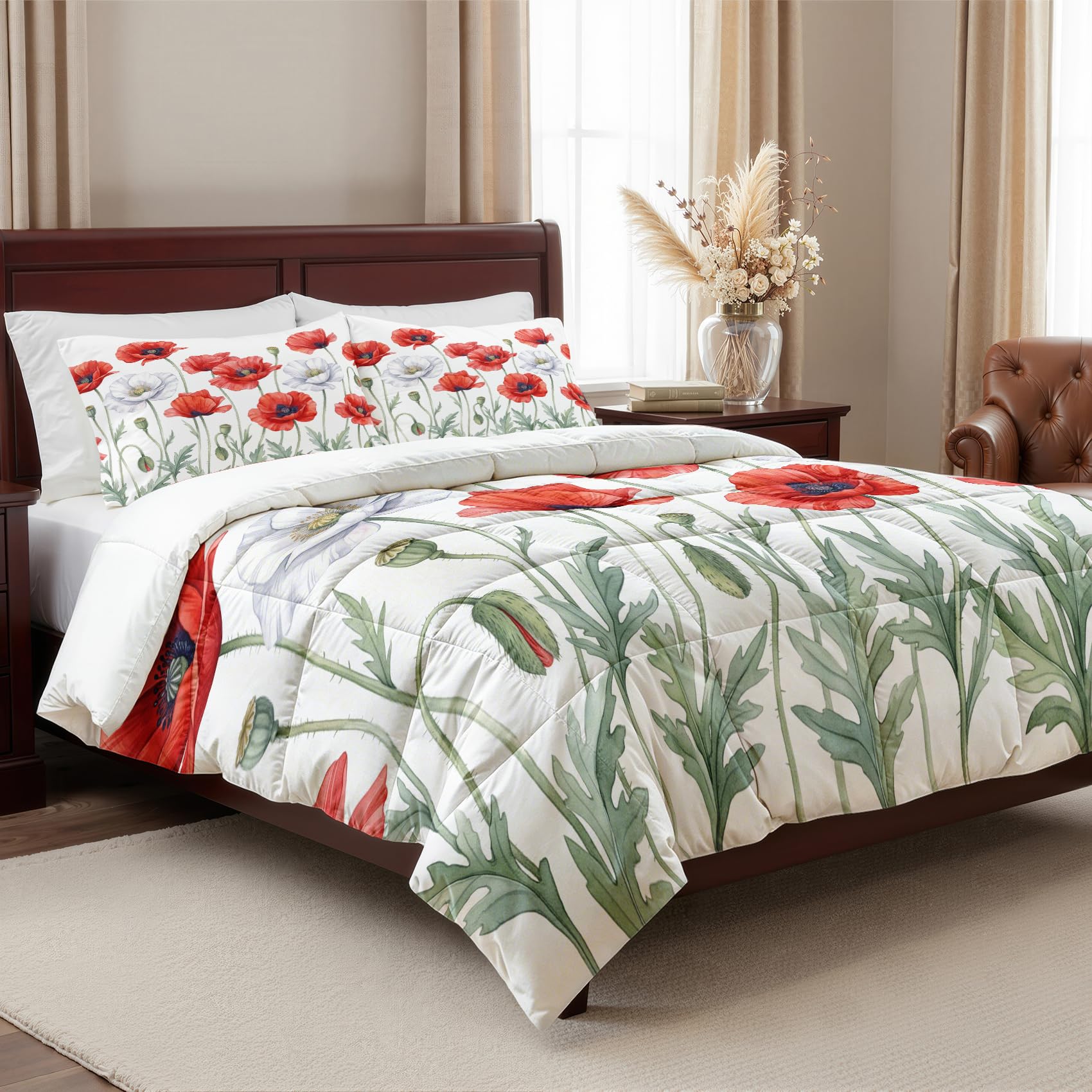 Mohnblumen Bettdecke 135x200