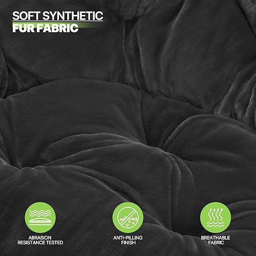 Miniatura 6 de Magshion Silla redonda plegable de gran tamaño con platillo de luna para adultos con reposapiés otomano, silla grande y acogedora para dormitorio,