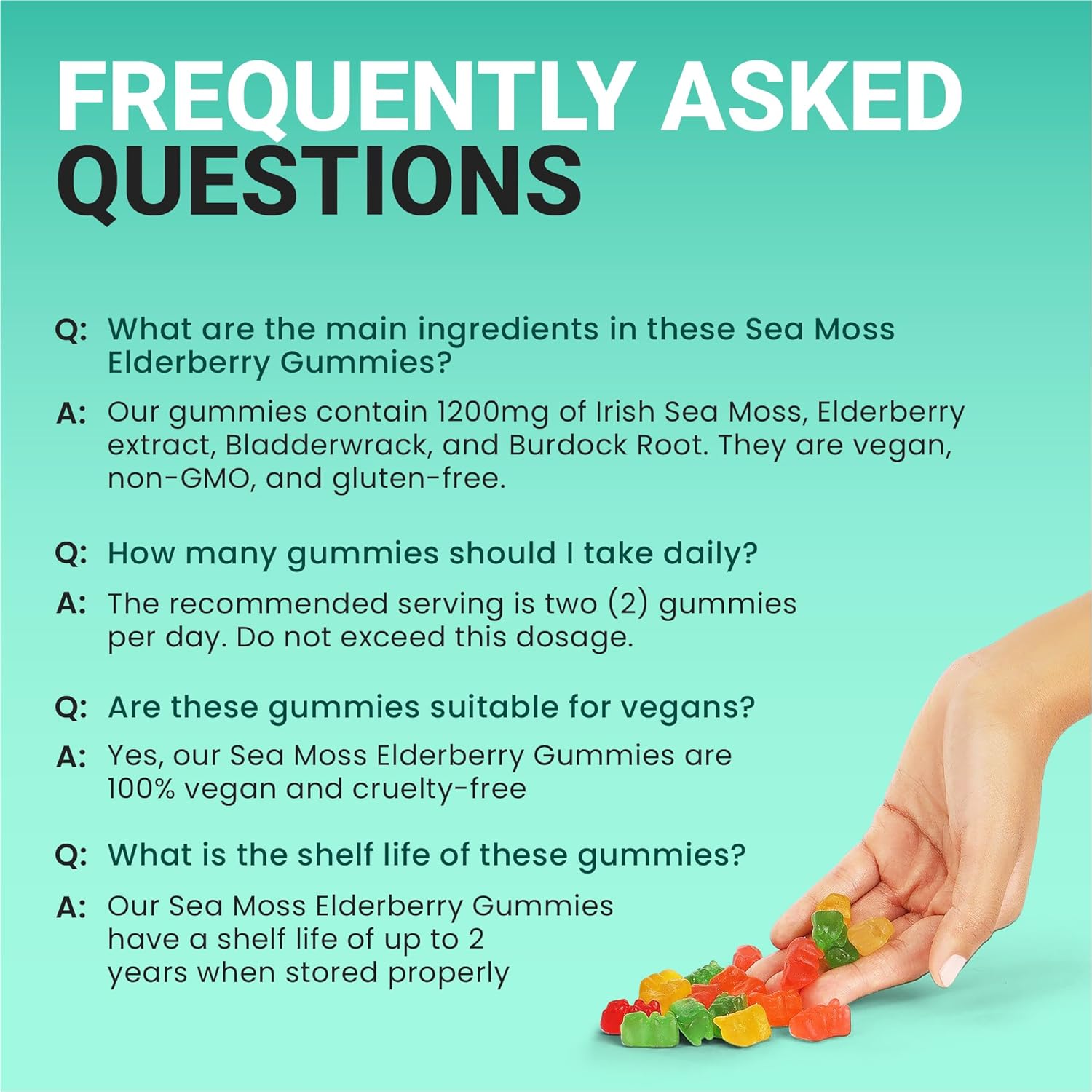 BIO VITALICA Sea Moss Gummies Elderberry BioVitalica - Vitamin C D + Zinc - Irish Seamoss Vegan Gummy with Sea Moss Gel & Powder for Immunity, Detox - for Adults and Kids - Image 8