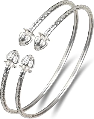 Better Jewelry Acorn .925 Sterling Silver West Indian Bangles Pair MADE IN USA