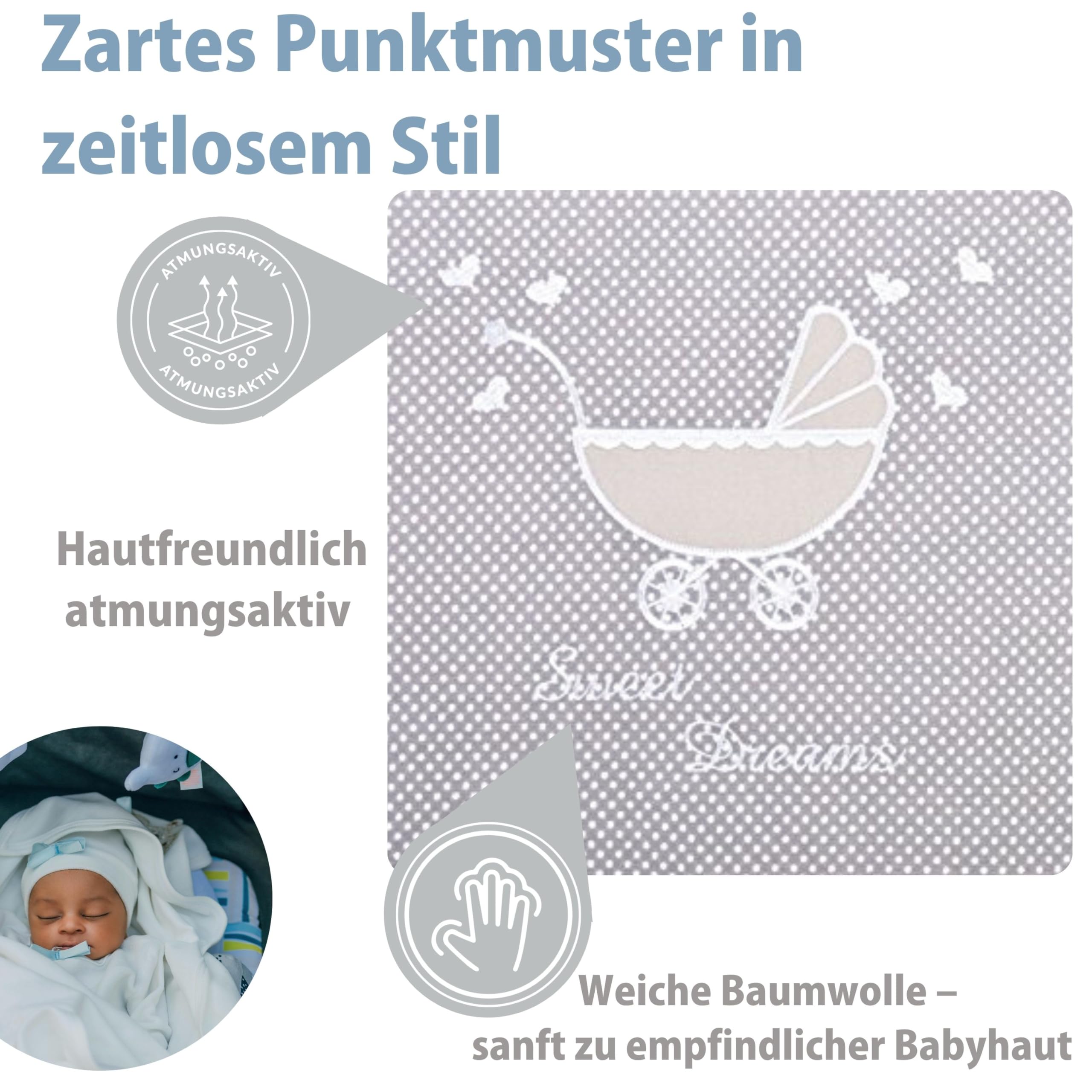 sei Design biancheria da letto per bambini, 2 pezzi. Addato per il set per passeggini: copripiumino 60x80 cm + federa 30 x 40 cm