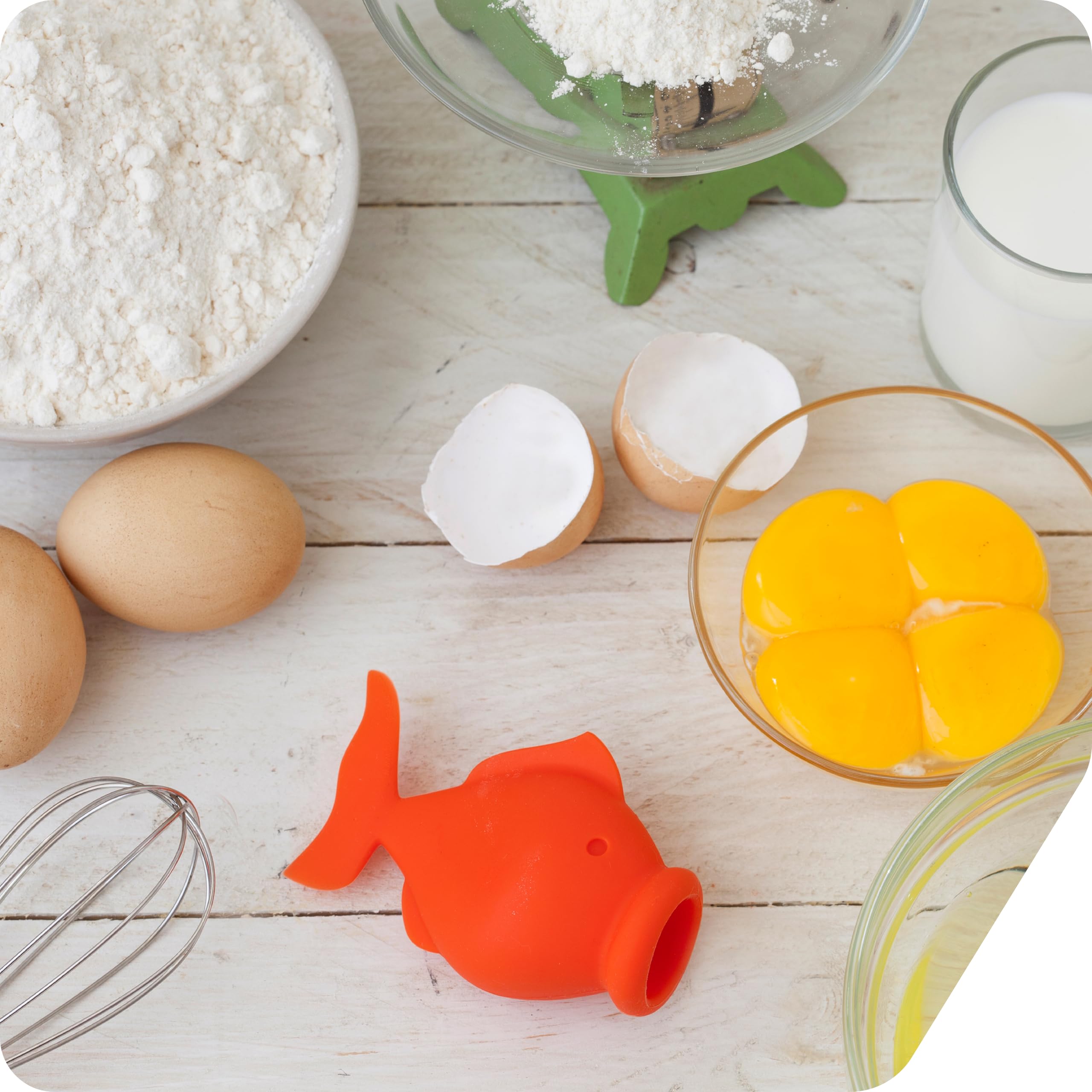 Peleg Design YolkFish – Separador de Huevos Pez, Separador Práctico de Yemas y Claras de Silicona | Herramienta de Cocina | Regalo Navidad Cumpleaños