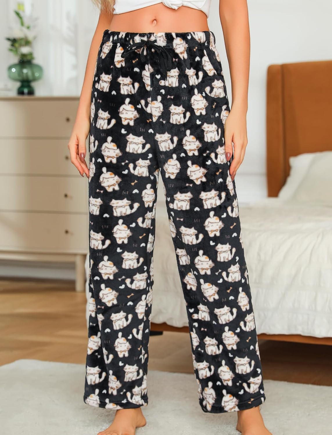 ENJOYNIGHT Women Fleece Pajama Pant Fluffy Sleep Bottoms Plush Lounge Sleep Pants - Image 3