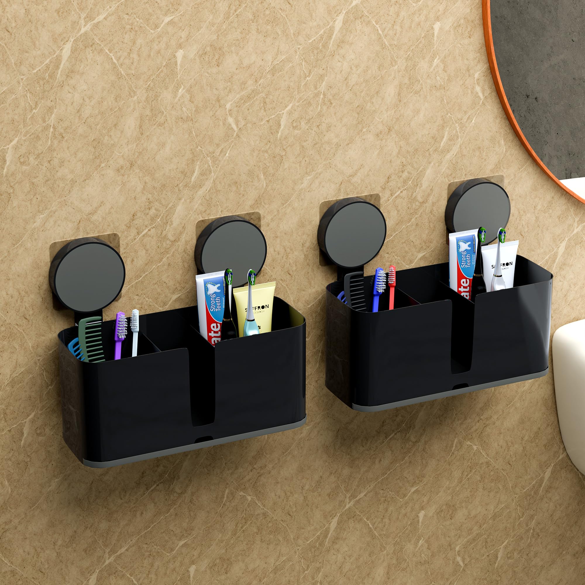 Toothpaste & Brush Holders - Wall Mounted Organizer -1