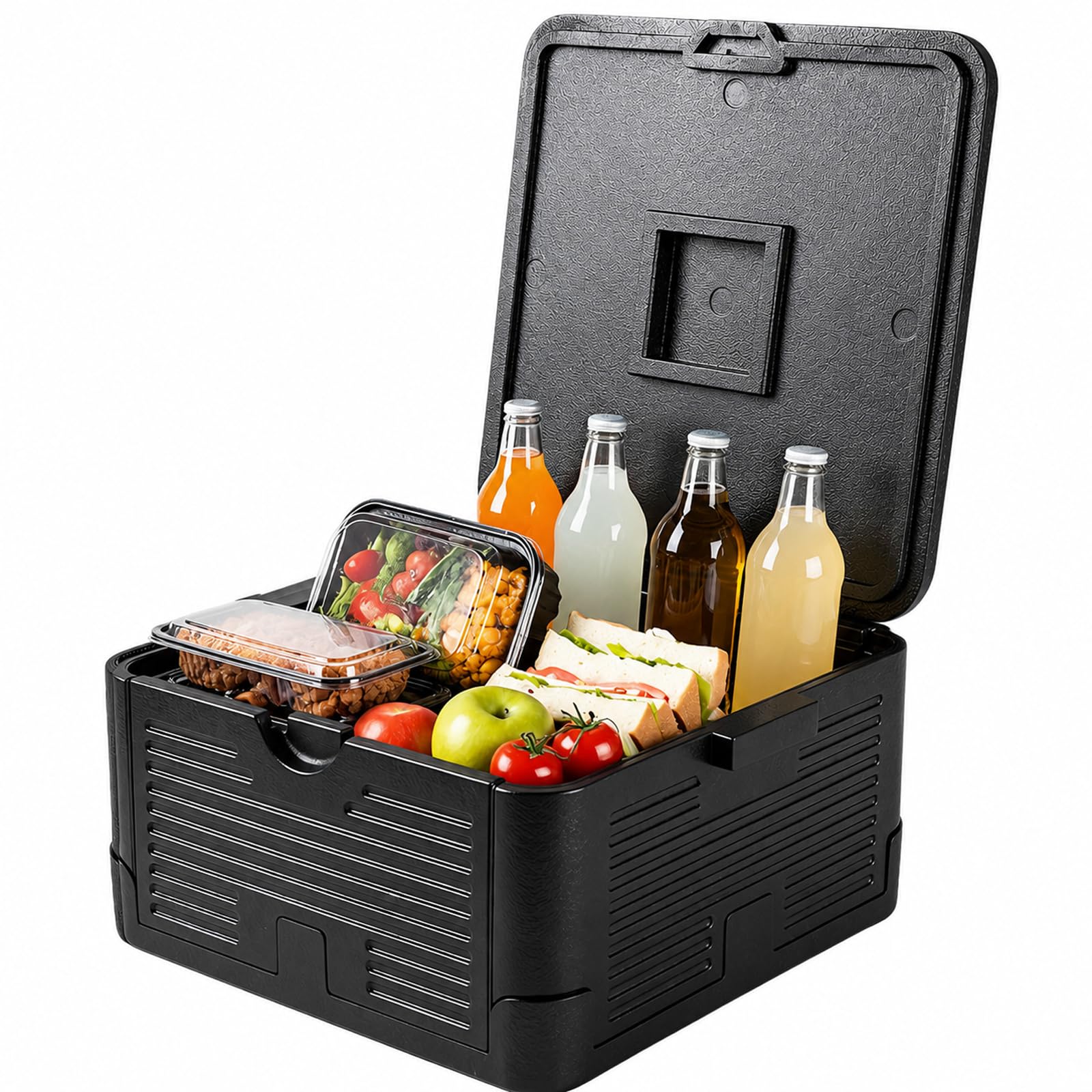 Scatola per polistirolo pieghevole, grande, in polistirolo, con coperchio integrato, multifunzionale, per campeggio, picnic, trasporto alimentare