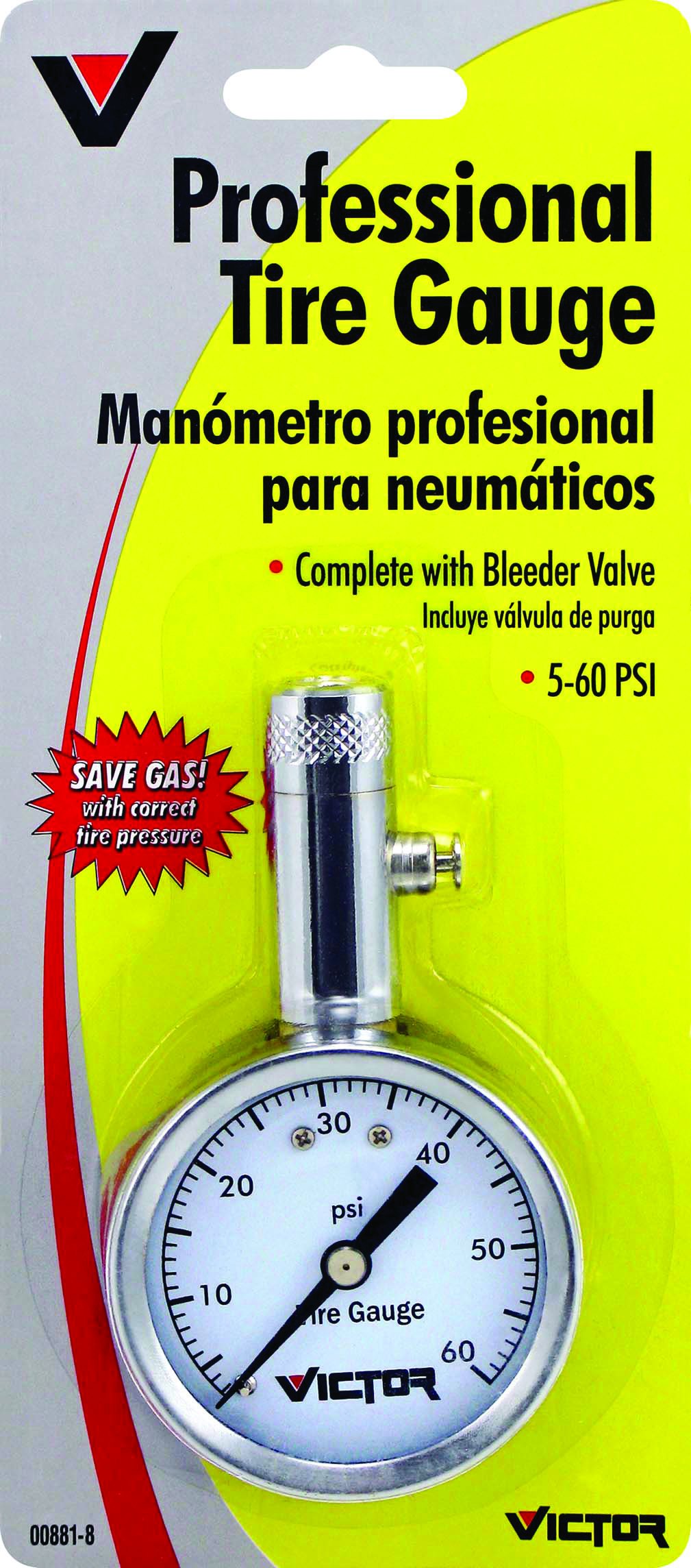 Victor Professional Tire Gauge Dial Face 5 - 60 Psi 2