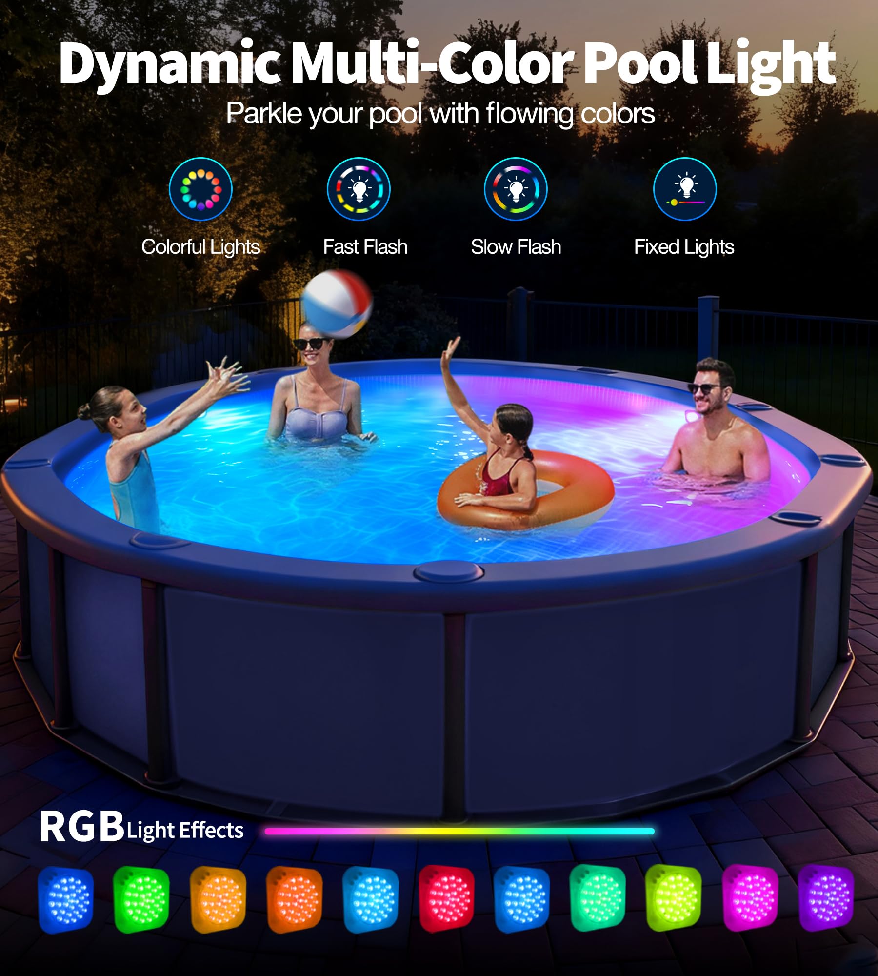 DeeprBlu Ricaricabile Luci Piscina Sommergibili Fuori Terra con Telecomando