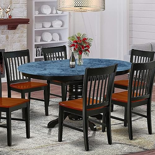 Miniatura 2 de Mantel ovalado ajustable para patio, mantel de poliéster elástico con diseño de mármol y grietas abstractas, se adapta a mesas ovaladas de hasta 36