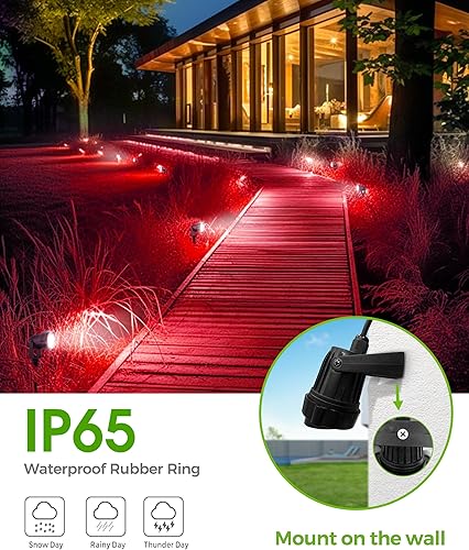 Miniatura 3 de LOHAS - Foco rojo para exteriores, luces LED rojas para patio, encendido y apagado automático de 5 W 120 V, iluminación de paisaje para casa,