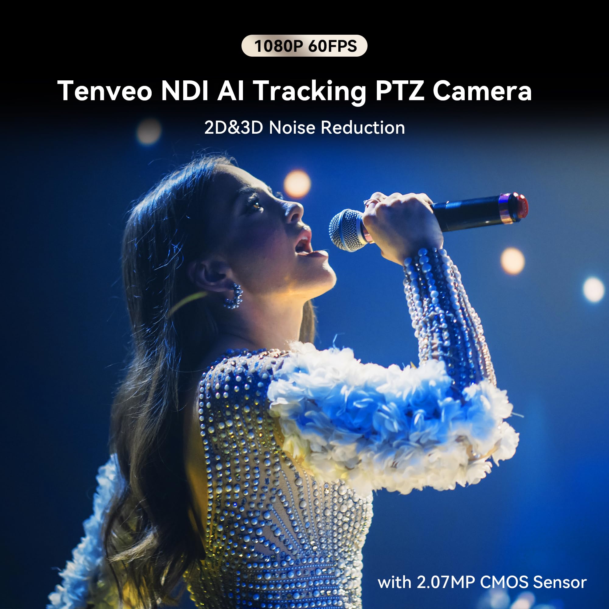 Tenveo Cámara PTZ con NDI, Seguimiento Automático de Rostro y Silueta Humana con IA（2PCS）+NDI PTZ - Controlador de Palanca de Mando para cámara LCD de 7 Pulgadas