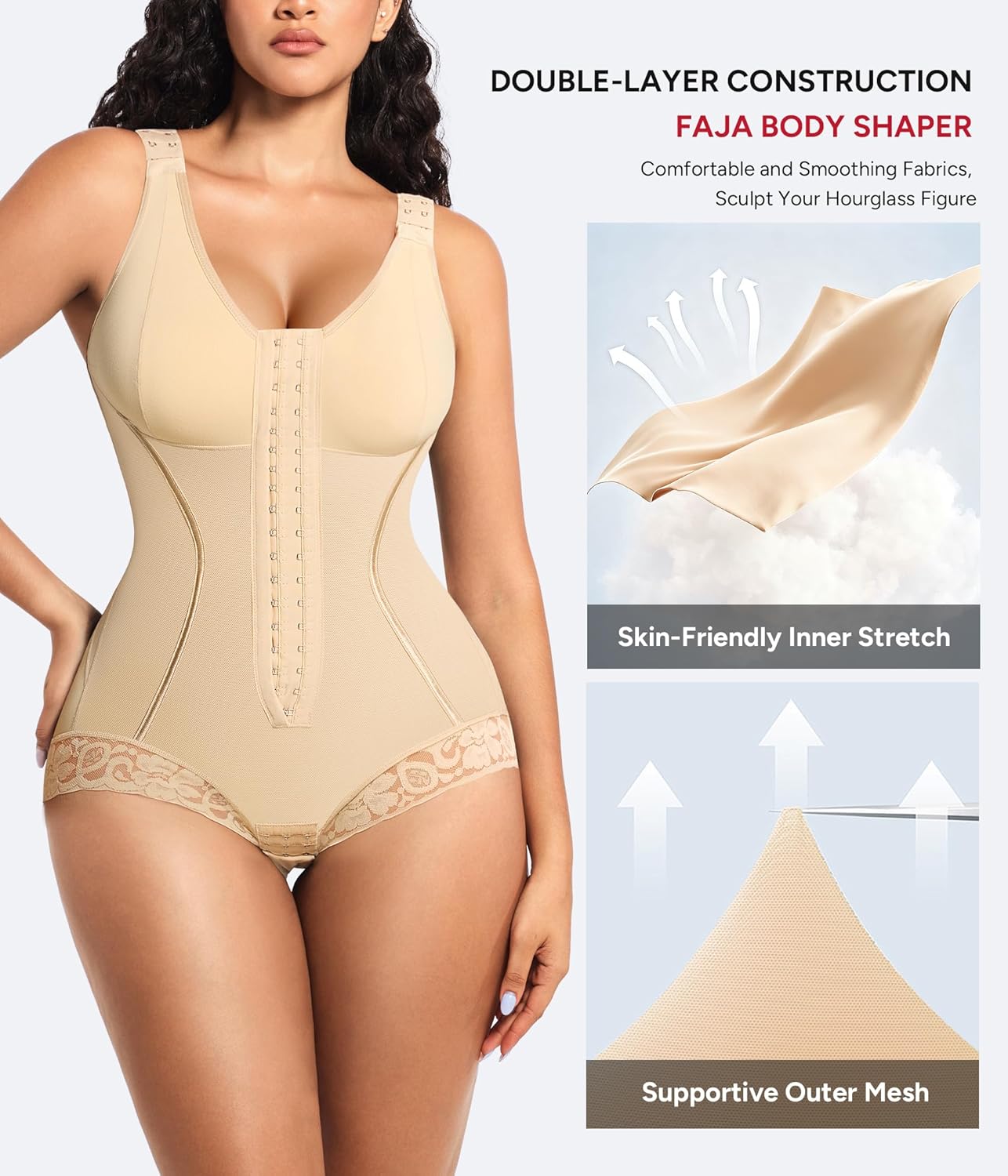 Nebility Fajas Colombianas Moldeadoras Bodysuit Shapewear for Women Tummy Control Body Shaper Faja Postpartum Butt Lifter - Image 3