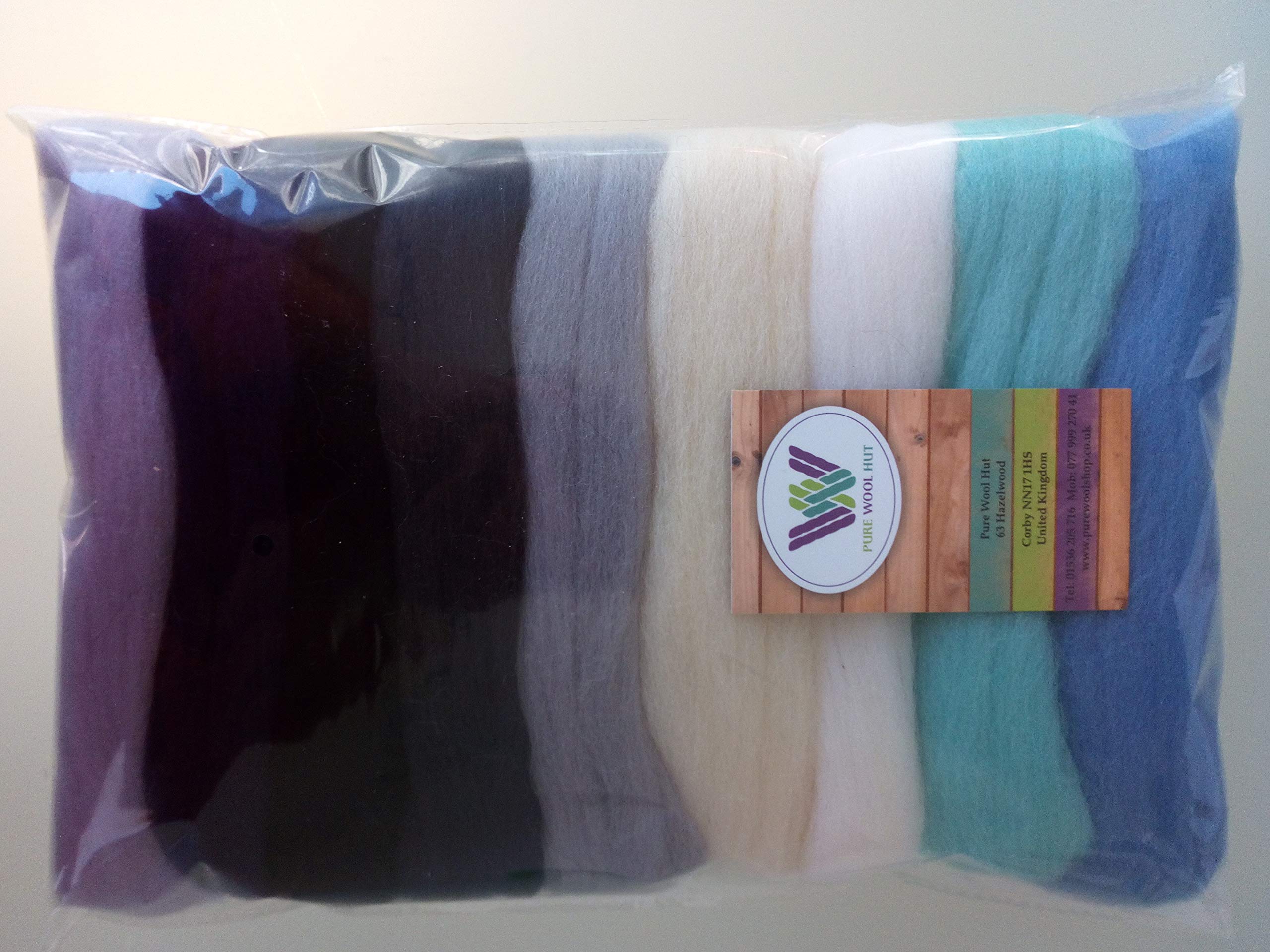 100% Merino Wool Roving – Needle & Wet Felting, Spinning, Weaving & DIY Wool Craft Set 90 g (February 90 g)