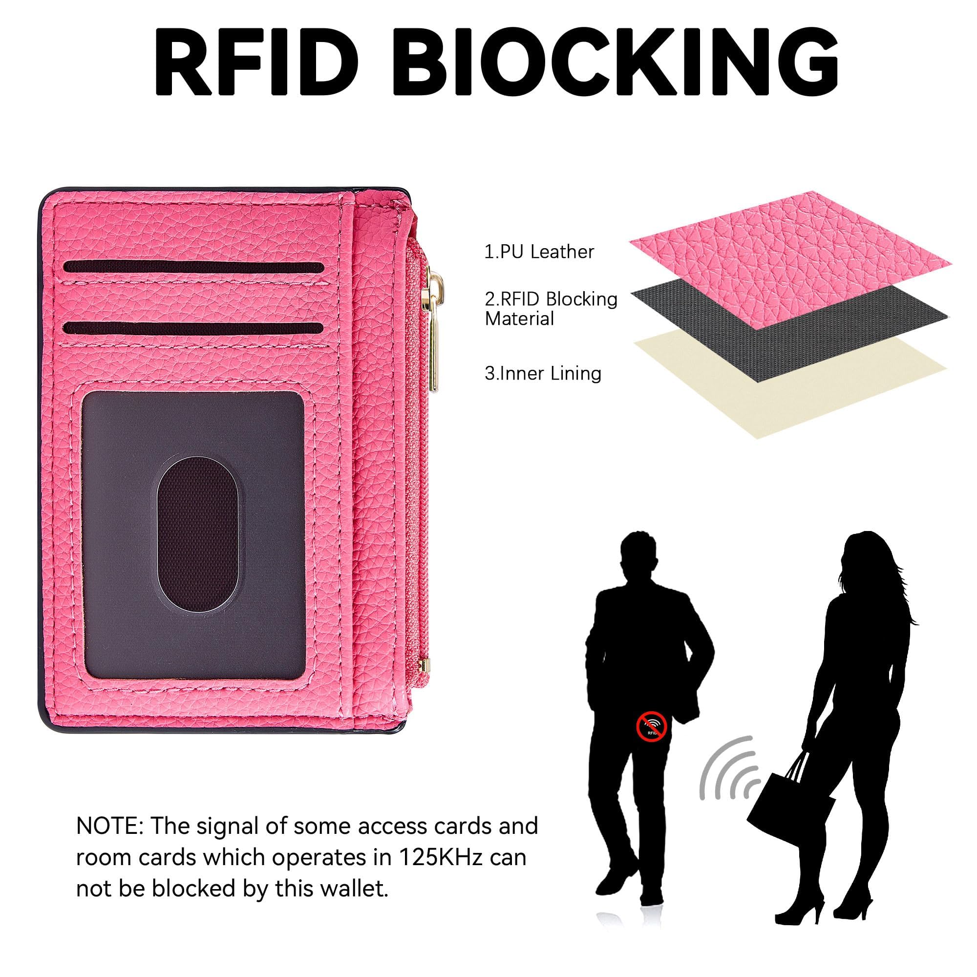Tipmile Credit Card Holder for Women Slim Minimalist Front Pocket RFID Blocking Wallet Small Compact Card Case with ID Window, Pink