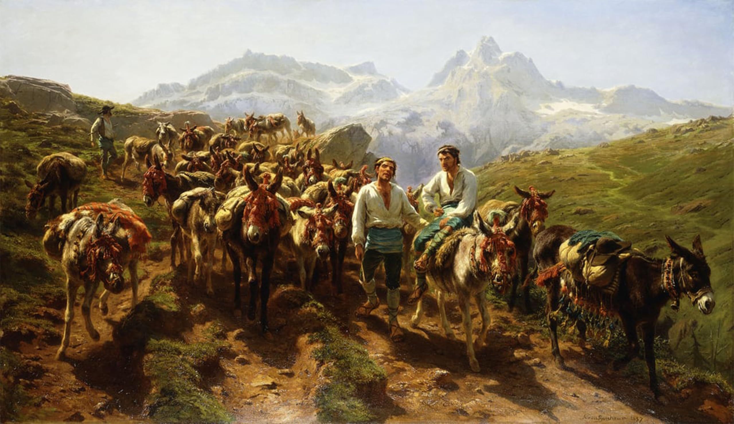 SERENDIPITP Vintage Picture Print on Canvas Wall Art Poster Spanish Muleteers Crossing the Pyrenees by Rosa Bonheur Artwork Print Poster for Wall Decor 60x90cm