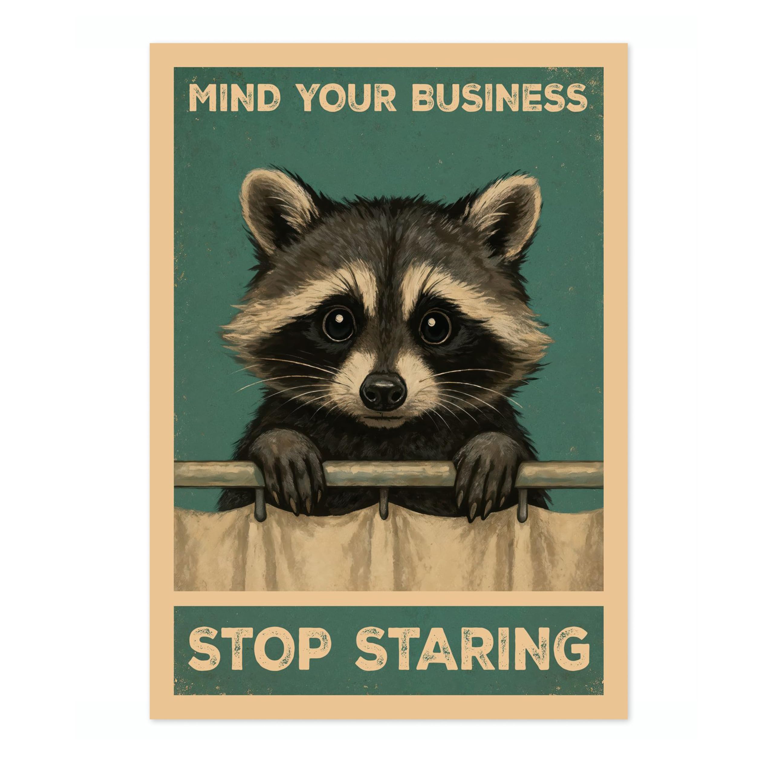Mind Your Business, Stop Staring Poster, Retro Animal Bathroom Print, Comedy Toilet Wall Art, A1 (Print Only) - 84.1x59.4cm โ image 1