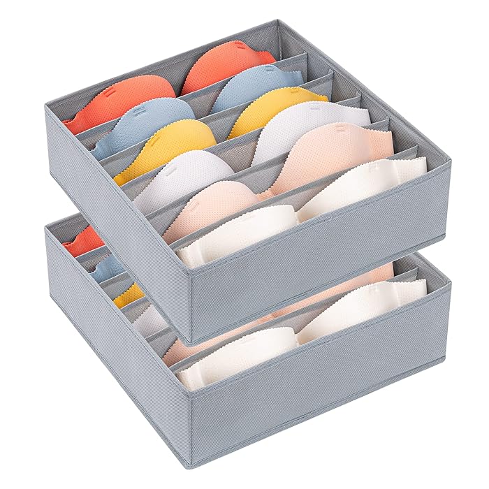 Buy DIMJ 2 Pack Bra Drawer Organizers, 6 Cells Underwear Organizer for