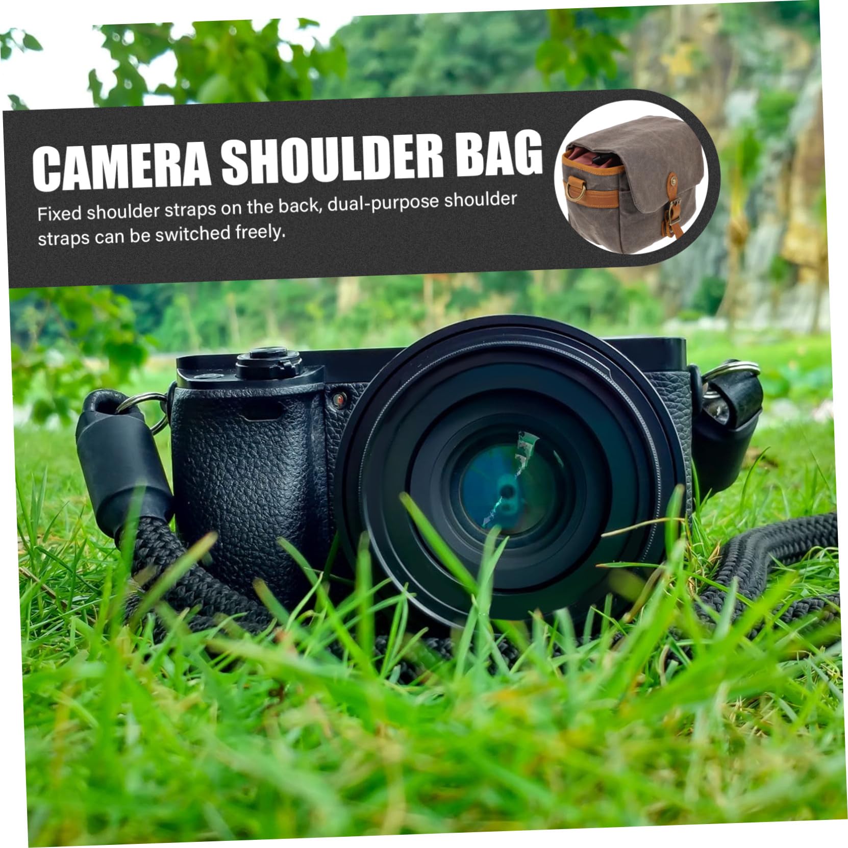 Holibanna a Tracolla per Fotocamera Leggera in Tela Resistente all'Acqua Custodia Portatile per Fotocamera Reflex e Mirrorless Design Regolabile per in Esterni