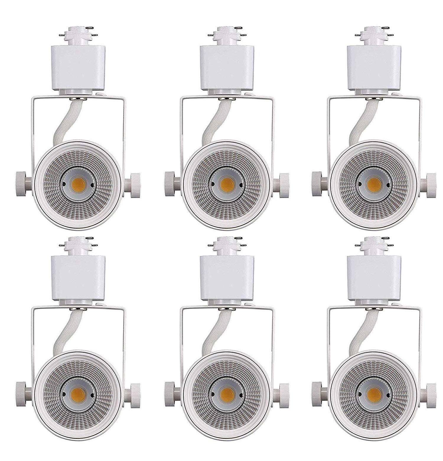 CLOUDY BAY 8W 4000K Cool White Dimmable LED Track Light Head,CRI90+ True Color Rendering Adjustable Tilt Angle Track Lighting Fixture,40° Angle for Accent Retail,White Finish,Halo Type- Pack of 6