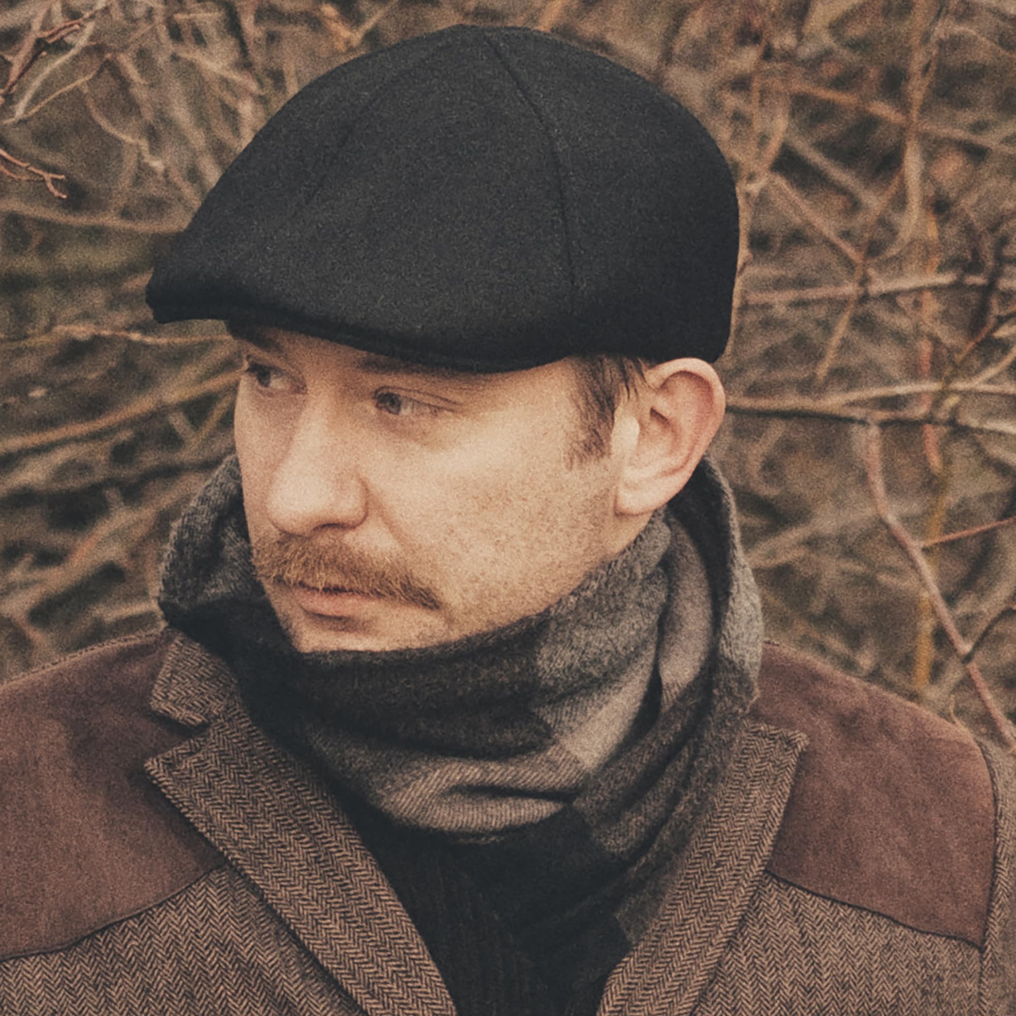 Sterkowski Rusty | 100% Wolle Schirmmütze für Herren und Damen | Warm Handgenäht Flat Cap Duckbill Mütze