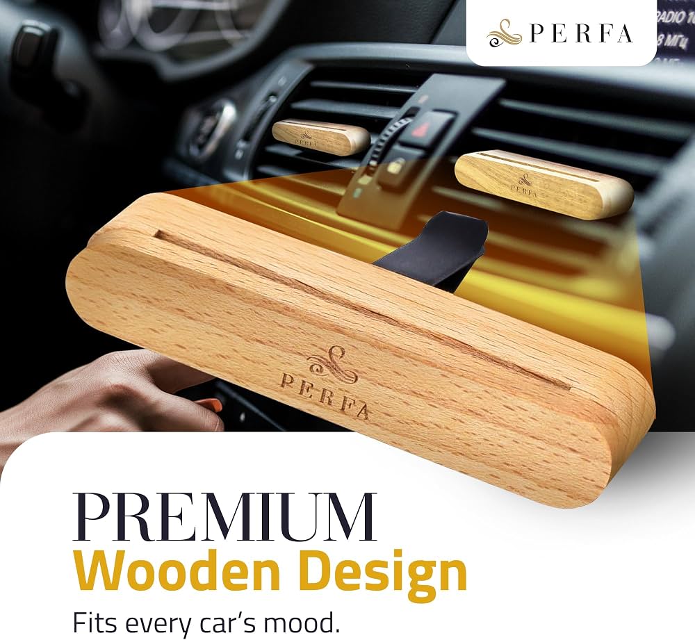 Premium Wooden Car Air Freshener Vent Clip | Box of 7 Scents Long