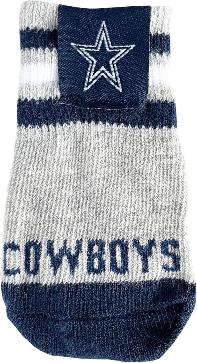 NFL Dallas Cowboys Anti Slip Dog Socks with Elastic Ribbed Top, Size Medium/Large. Indoor/Outdoor Socks, Best Dog Paw Protector, 2 Pairs, Cool Puppy Supplies with NFL Logo of Cowboys Football Team