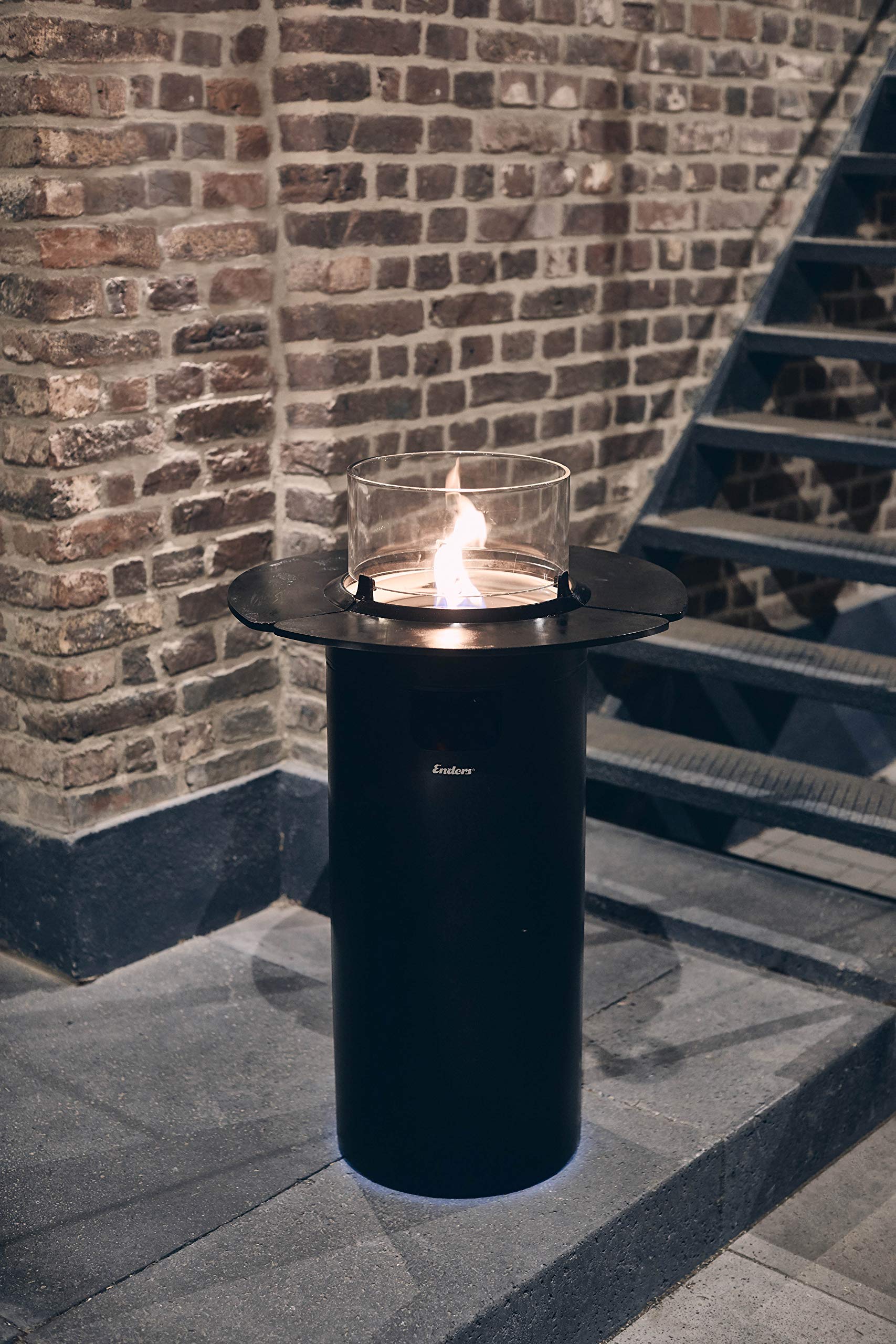 Enders NOVA LED L BLACK Gas Terrassenfeuer H102cm Ø62cm Schwarz