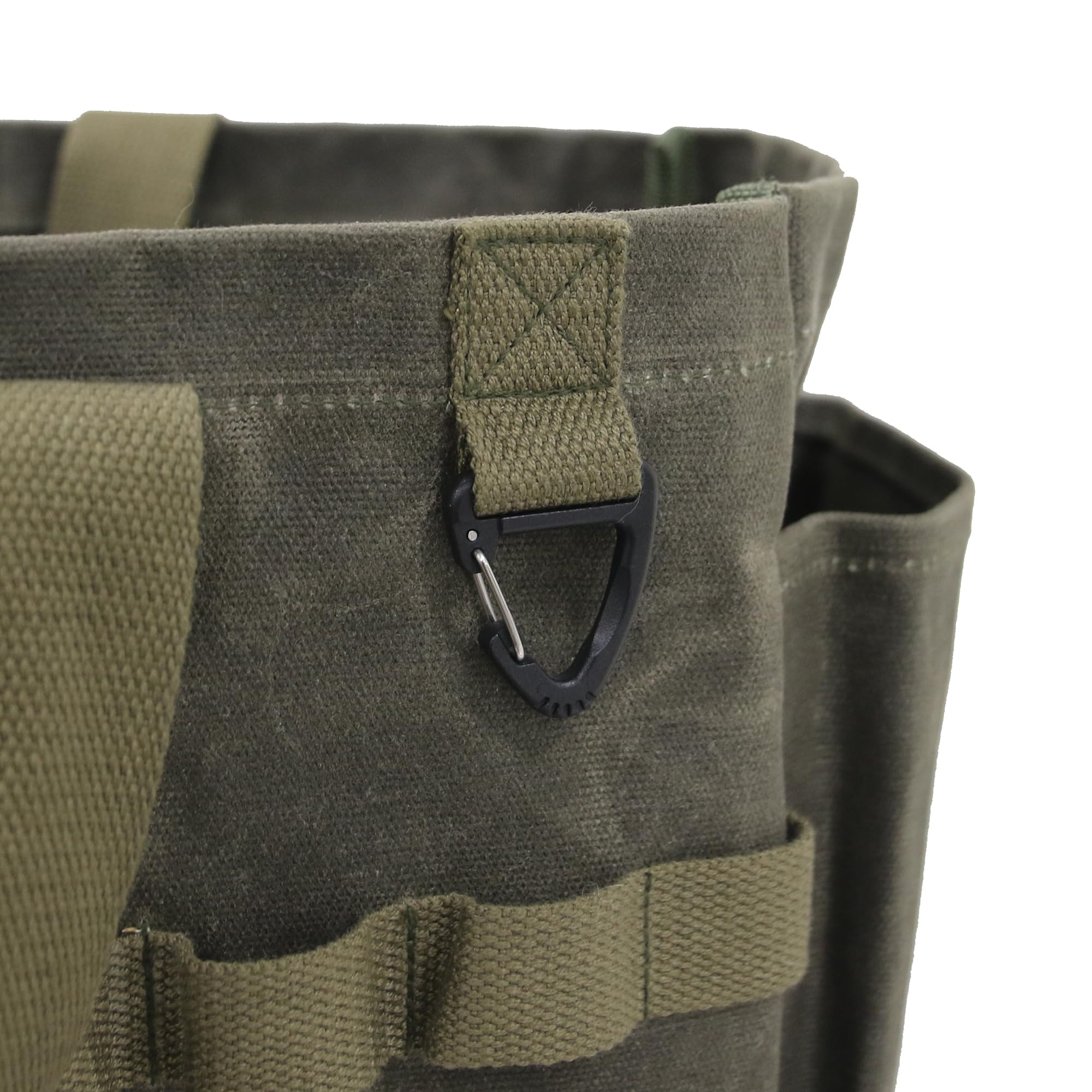 Faltbare werkzeugtasche Leer, gartenwerkzeug tasche, Handwerkzeugtasche groß, einkaufstasche klein, Waxed canvas 46x18x28cm - Ideal für Gärtner Elektriker Schreiner Handwerker(olivgrün)