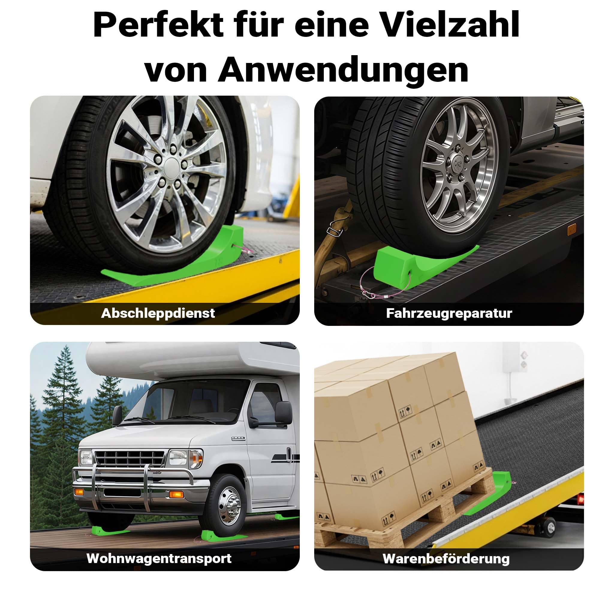 Wiltec Gleitkeile 4er Set, Ladehilfe für Abschleppdienst bis 1814 kg pro Keil, Auffahrkeile aus HDPE, perfekt für Abschleppwagen, Autotransporter, Verladerampe
