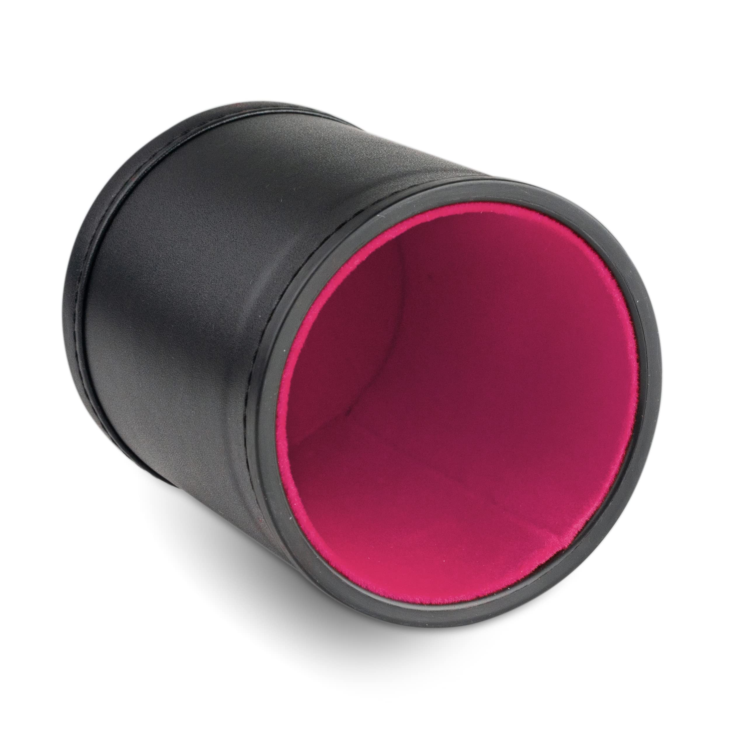 Metal Dice Set With Leather Cup - 16mm Zinc Alloy Dice & Red Felt Lined Cup