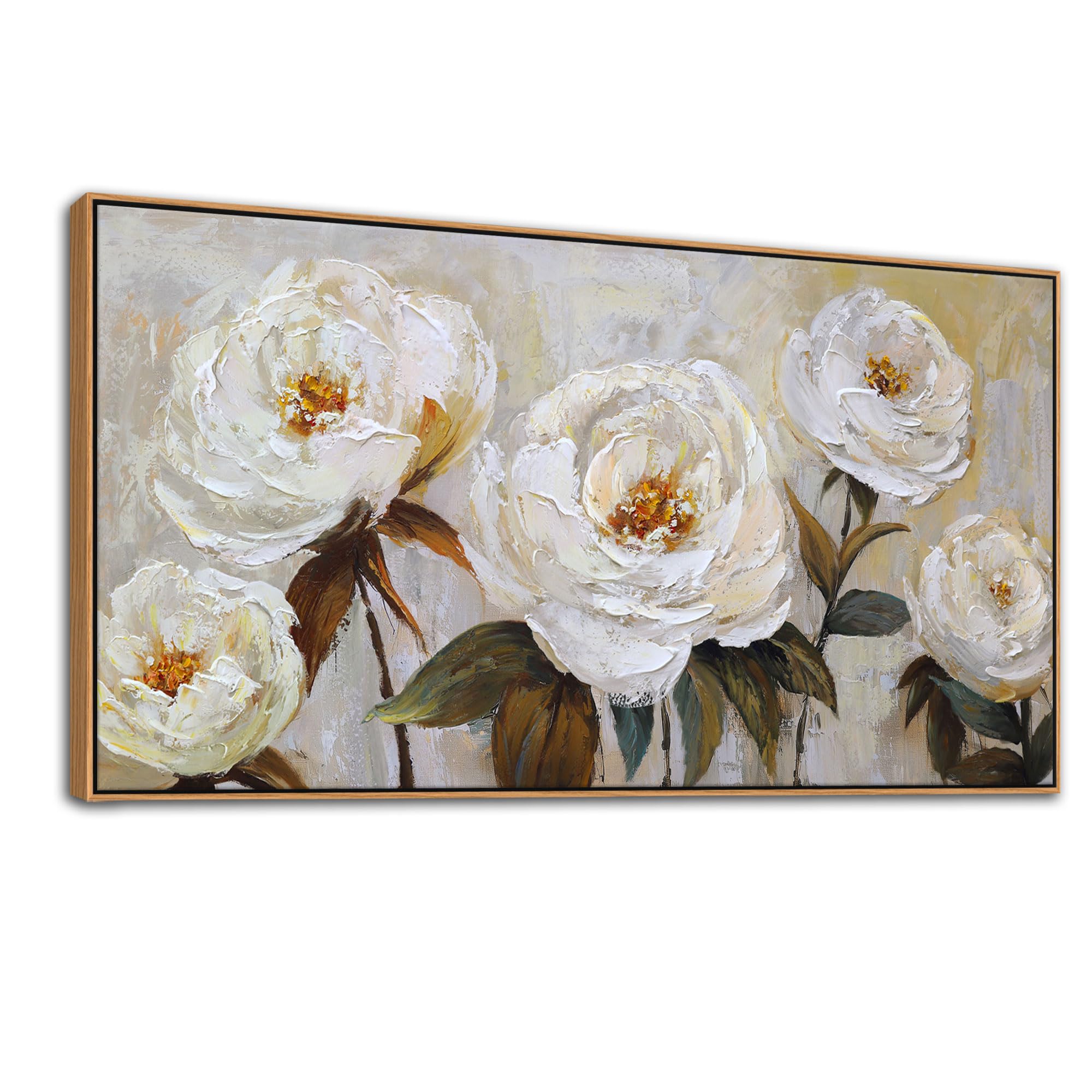 Amazon.com: Flower Canvas Wall Art Textured Floral Picture Wall