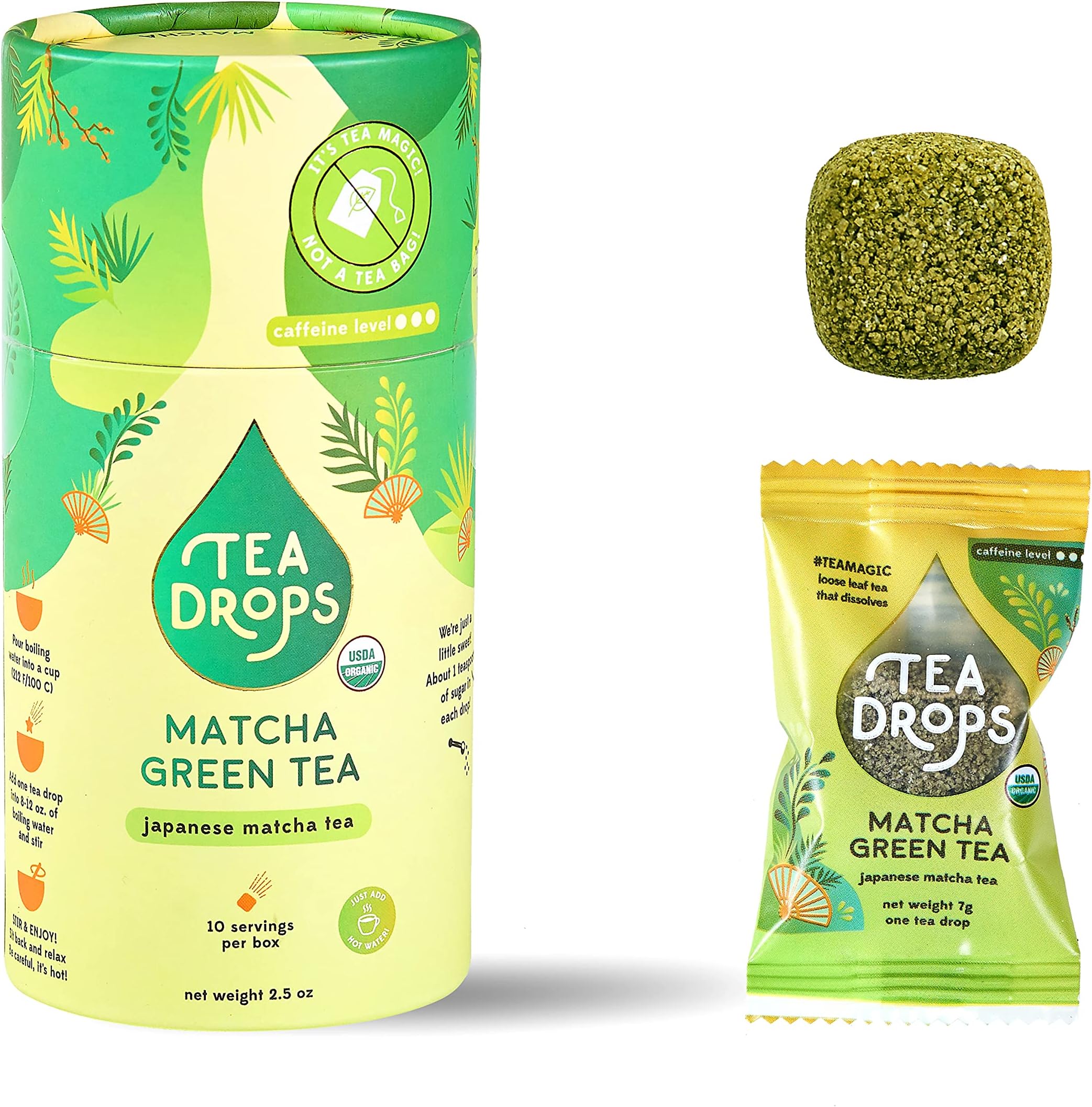 Tea Drops, Tea Matcha Green Organic 10 Count, 2.5 Ounce