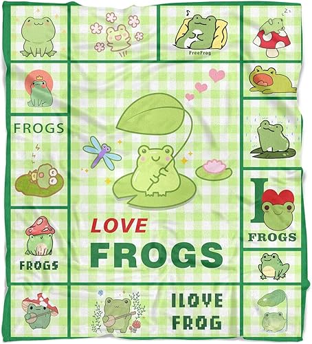 Manta de franela con bonito estampado de rana, regalo para niños, adolescentes, adultos, súper suave, transpirable, plegable, cama, sofá, novedad,