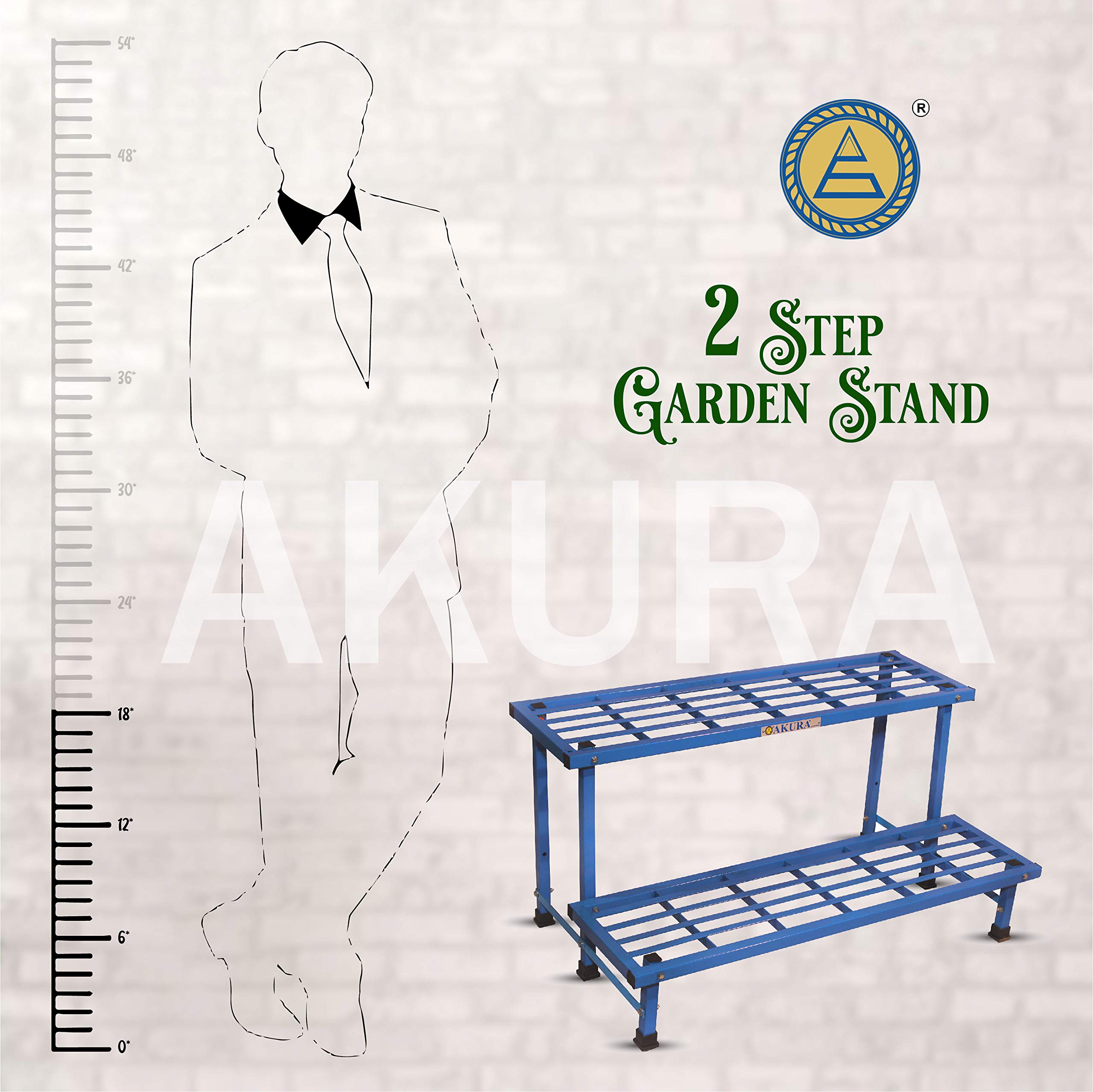 AKURA 2 Step Gardening Stand - Blue Steel -6
