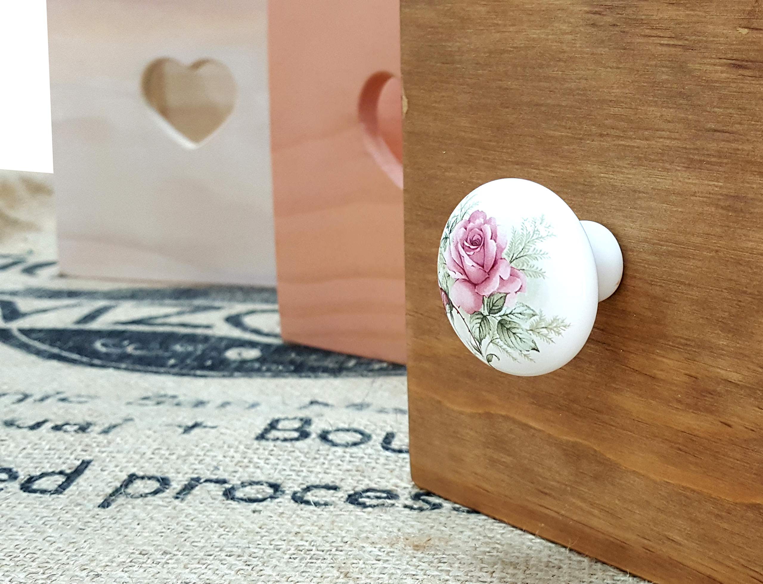 Ceramiczne gałki do szuflad w stylu vintage, 8 sztuk (37 mm, białe)