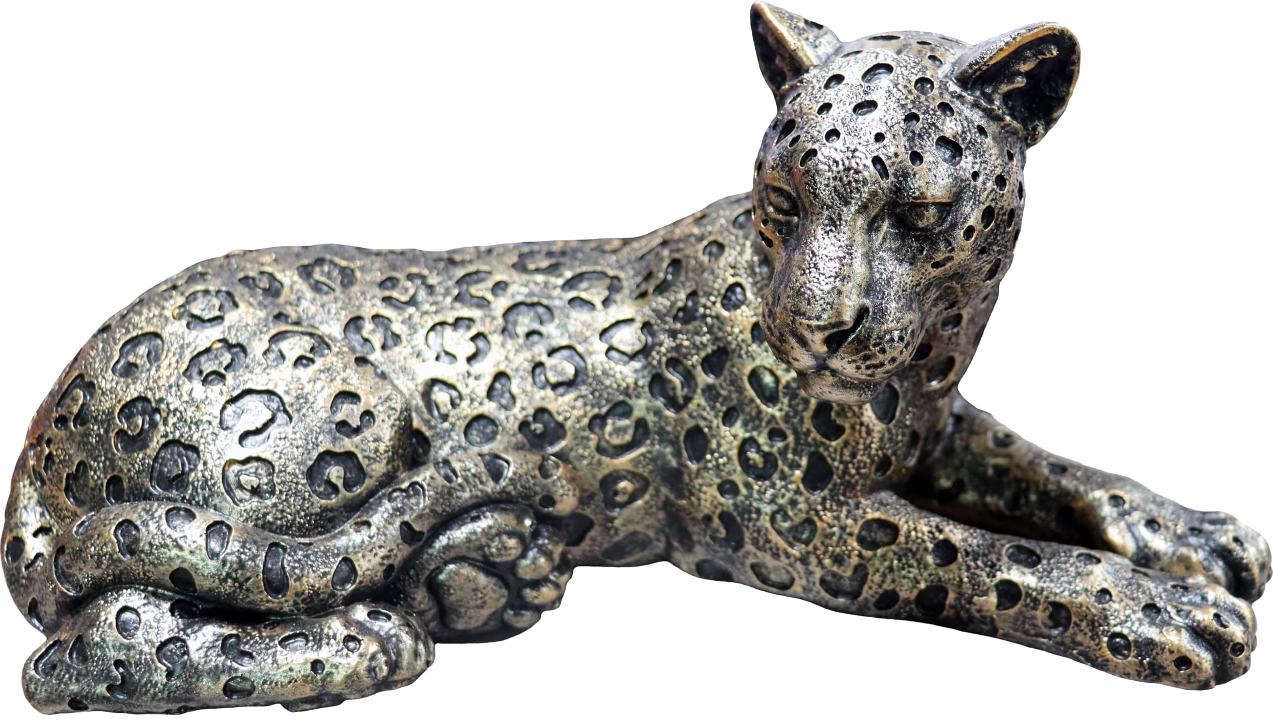 Statue de léopard dorée objet décoration intérieur salon chambre table