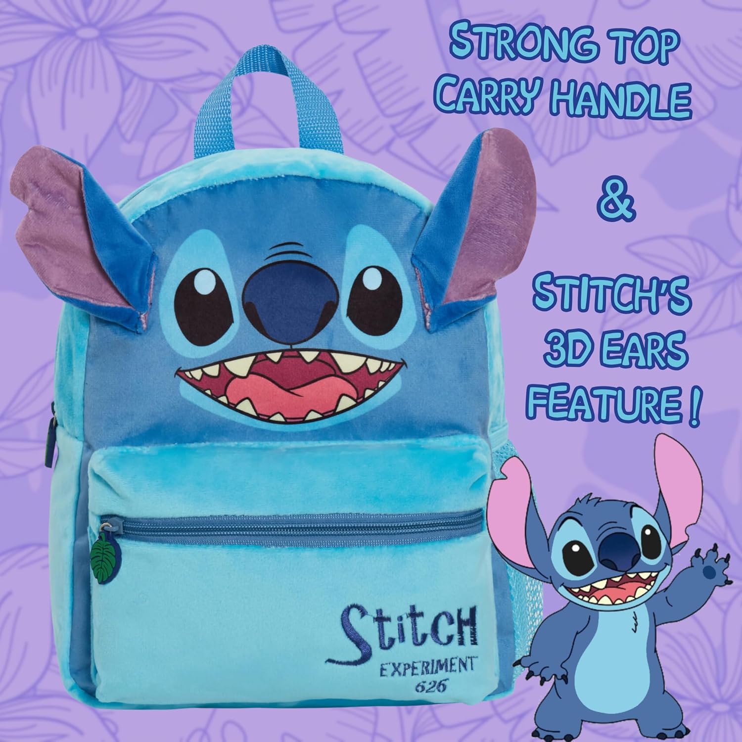 Disney Lilo and Stitch Bag Plush Kids Backpack For School Rucksack 3D Lunch Book Bag Gift, Blue, One Size, Backpack