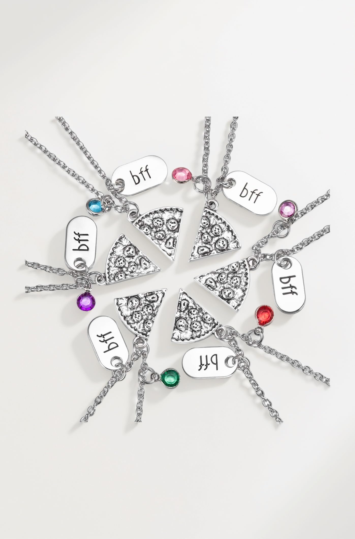 Glimkis Best Friend Forever and Ever Rhinestone BFF Necklace Heart Shape Pendant Friendship Puzzle Stitching Necklace