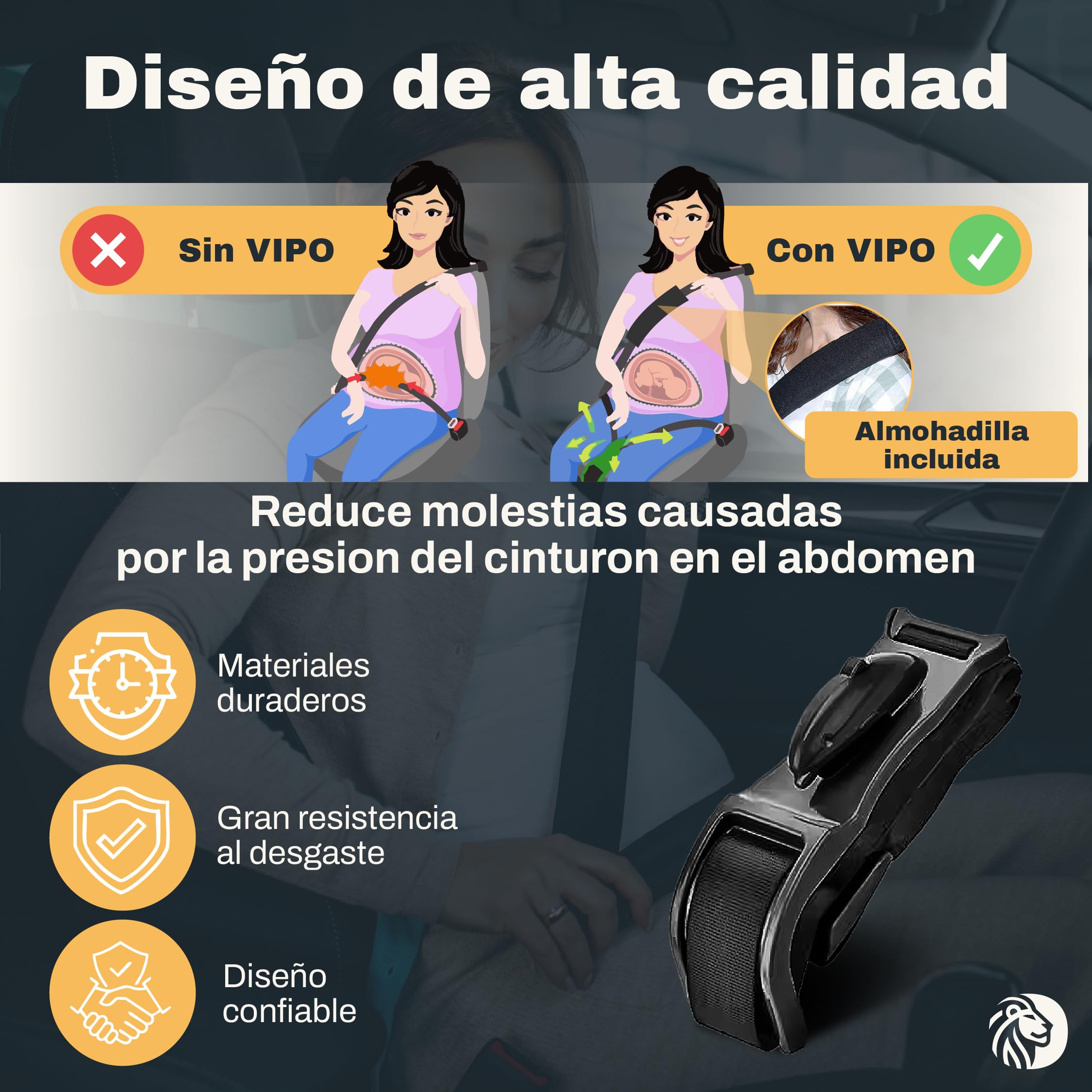 Cinturón Embarazada Coche Homologado + Guía de Seguridad | Protege al Bebé de Presión e Impactos | Adaptador Cómodo para Maternidad | Regalo Ideal para Futuras Mamás