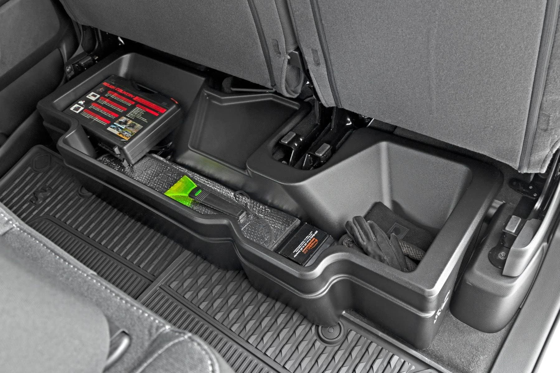 Rough Country Under Seat Storage for Ram 1500 Crew Cab (2019-2026) - Custom Rear Under Seat Organizer Tray without Lid
