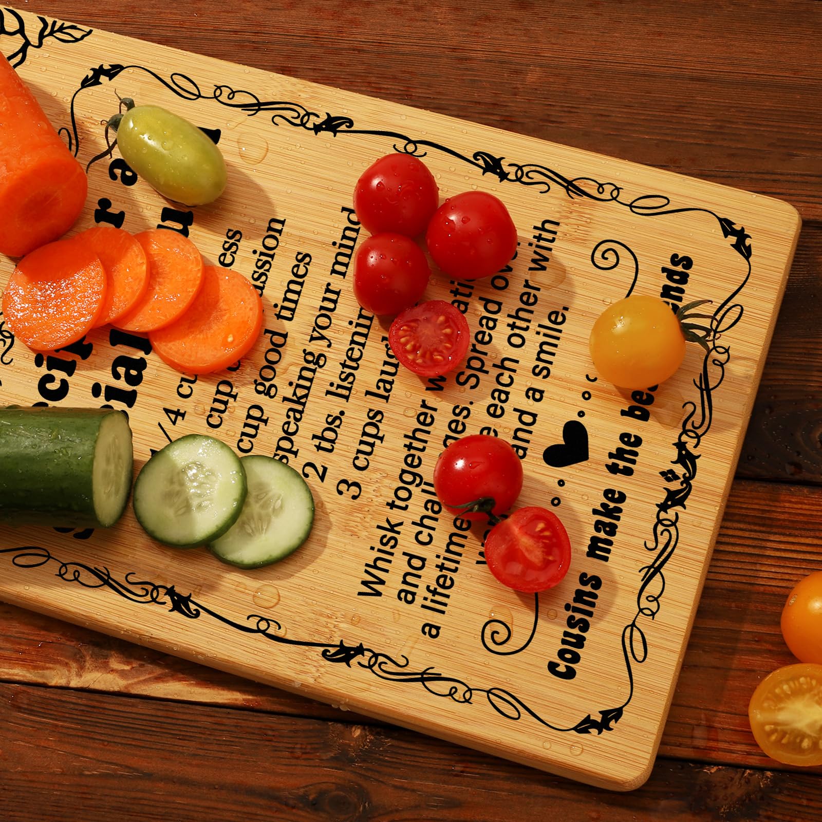 Cousin Gifts for Women, Recipe for a Special Cousin - Birthday Gift for Cousin Women Cutting Board Set, Mothers Day Birthday Gifts Wedding Gifts for Cousin from Sister Brother