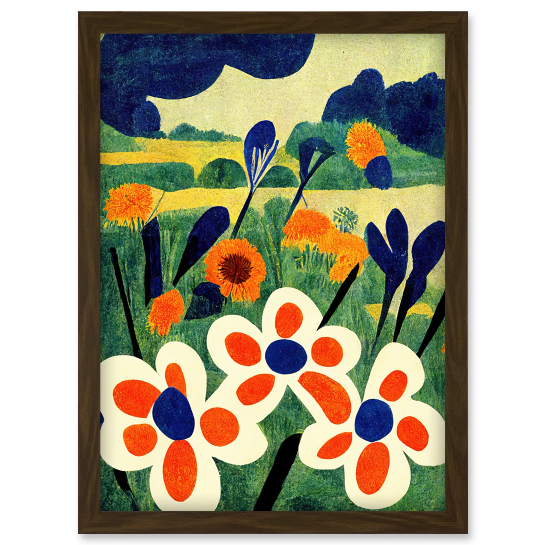 Doppelganger33 LTD Henri Matisse Style Meadow Flowers Iris Artwork Framed Wall Art Print A4