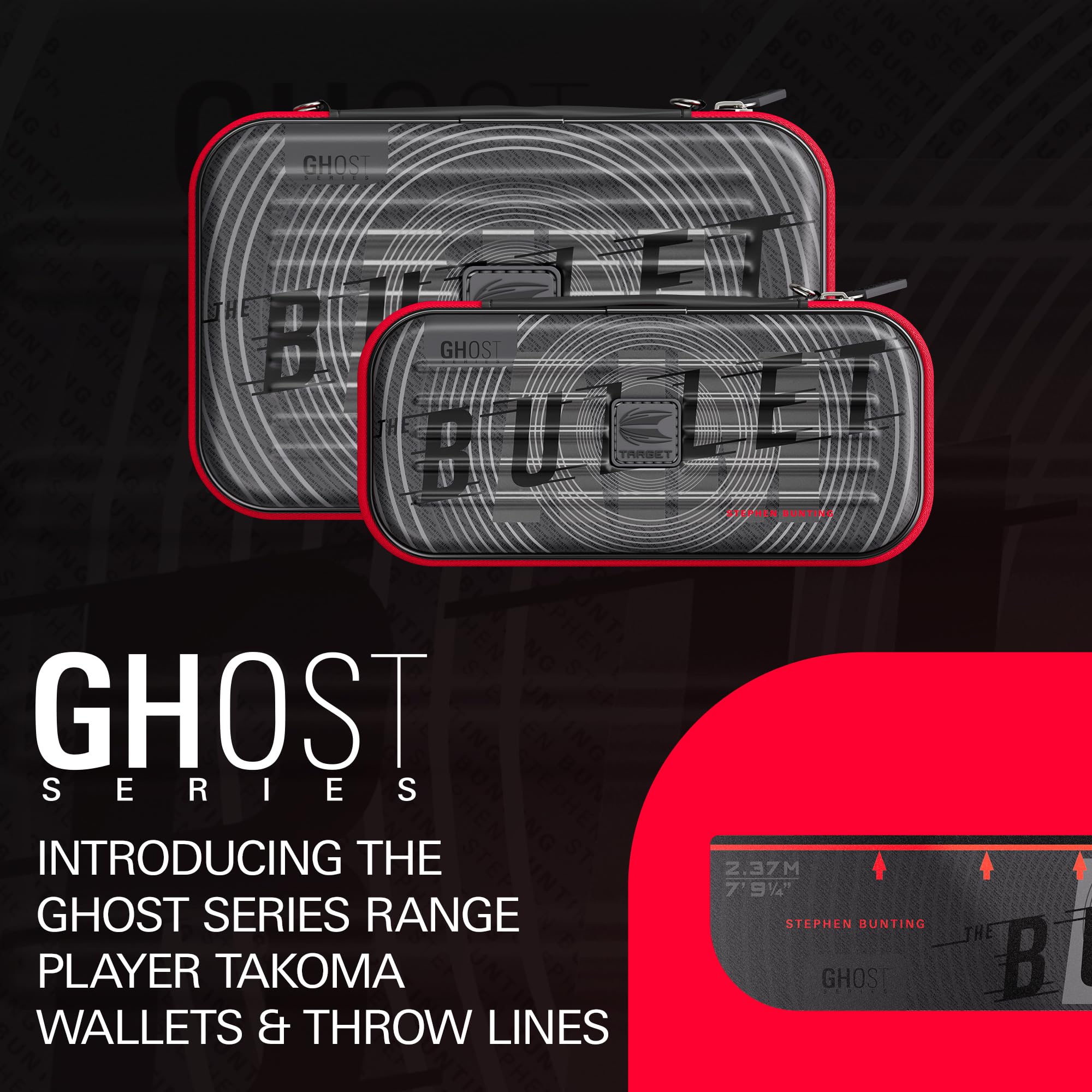 Target Darts Stephen Bunting Ghost Series Takoma Wallet – “The Bullet” etui na 3 zmontowane rzutki, czarno-białe, z zamkiem błyskawicznym, profesjonalne akcesoria do przechowywania.
