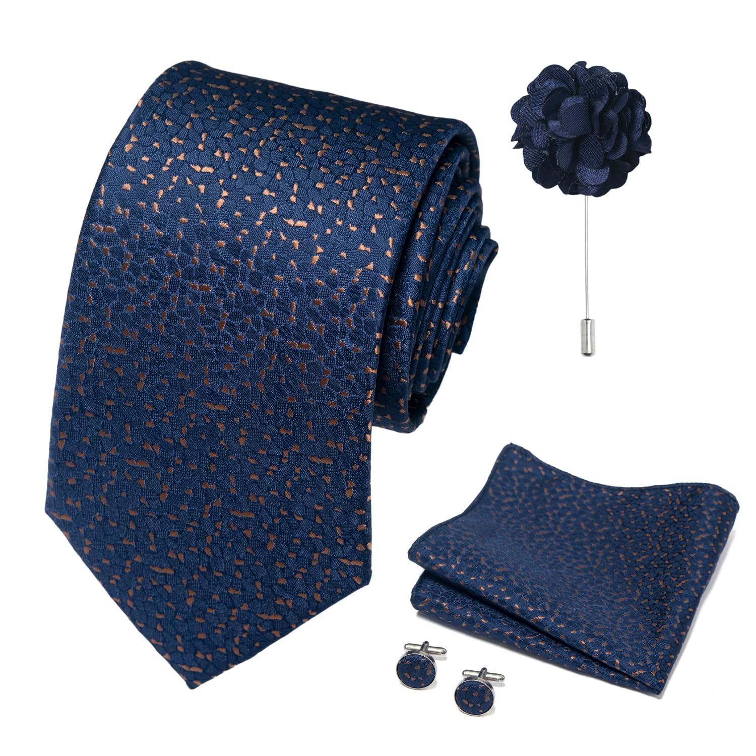 joy alice 70 Colors Ties Set Men Mixed Color Necktie Handkerchief Cufflinks Brooch 3.15 Formal