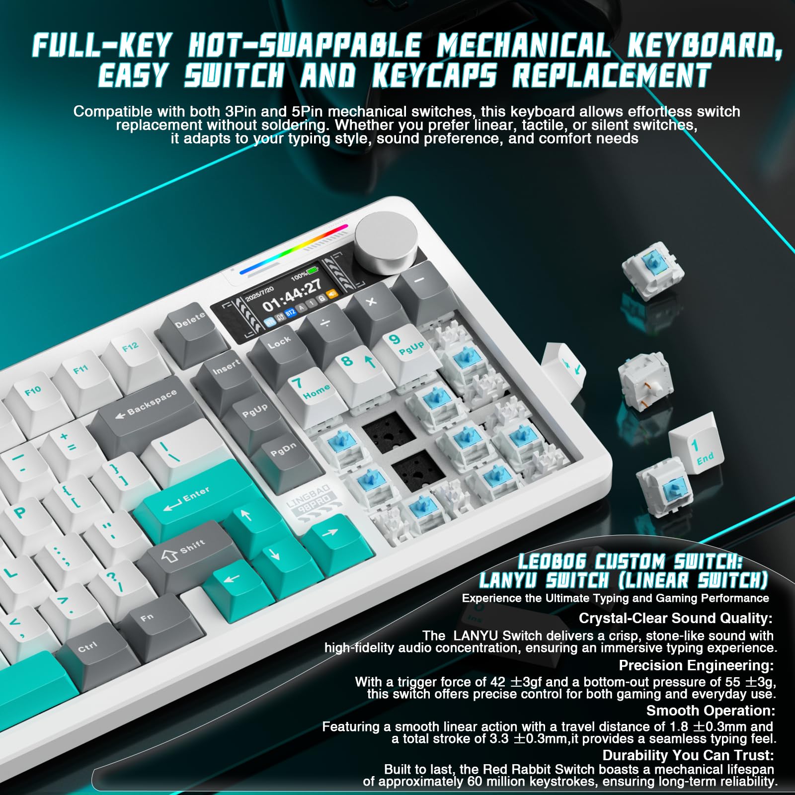 Amazon | LINGBAO K98 PRO 96%メカニカルキーボード ワイヤレス