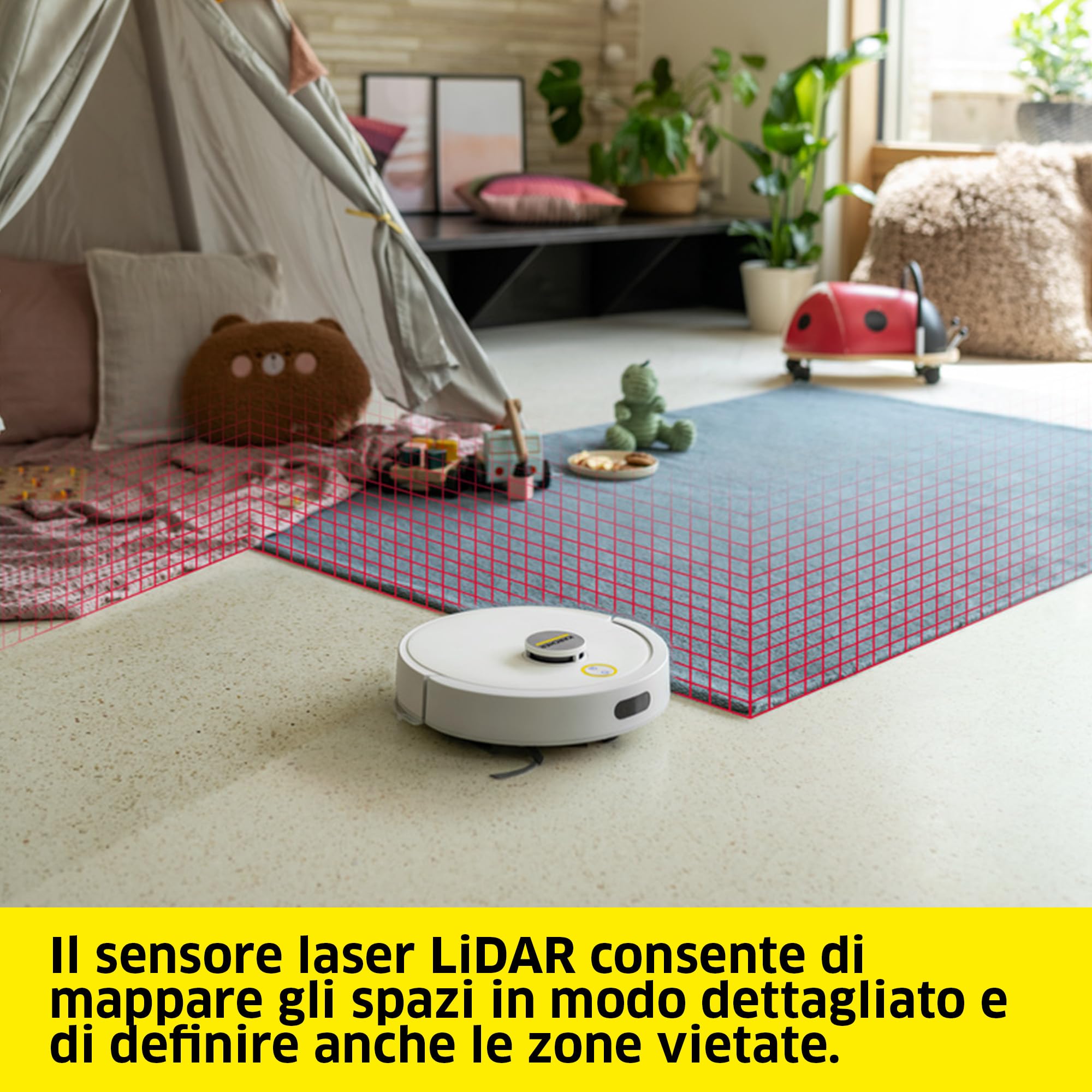 KÄRCHER robot aspirapolvere e lavapavimenti RVC 3, 15.000 Pa, fino a 130 min di autonomia, controllo tramite app, mappatura, navigazione laser, sensori anti-caduta, ricarica automatica