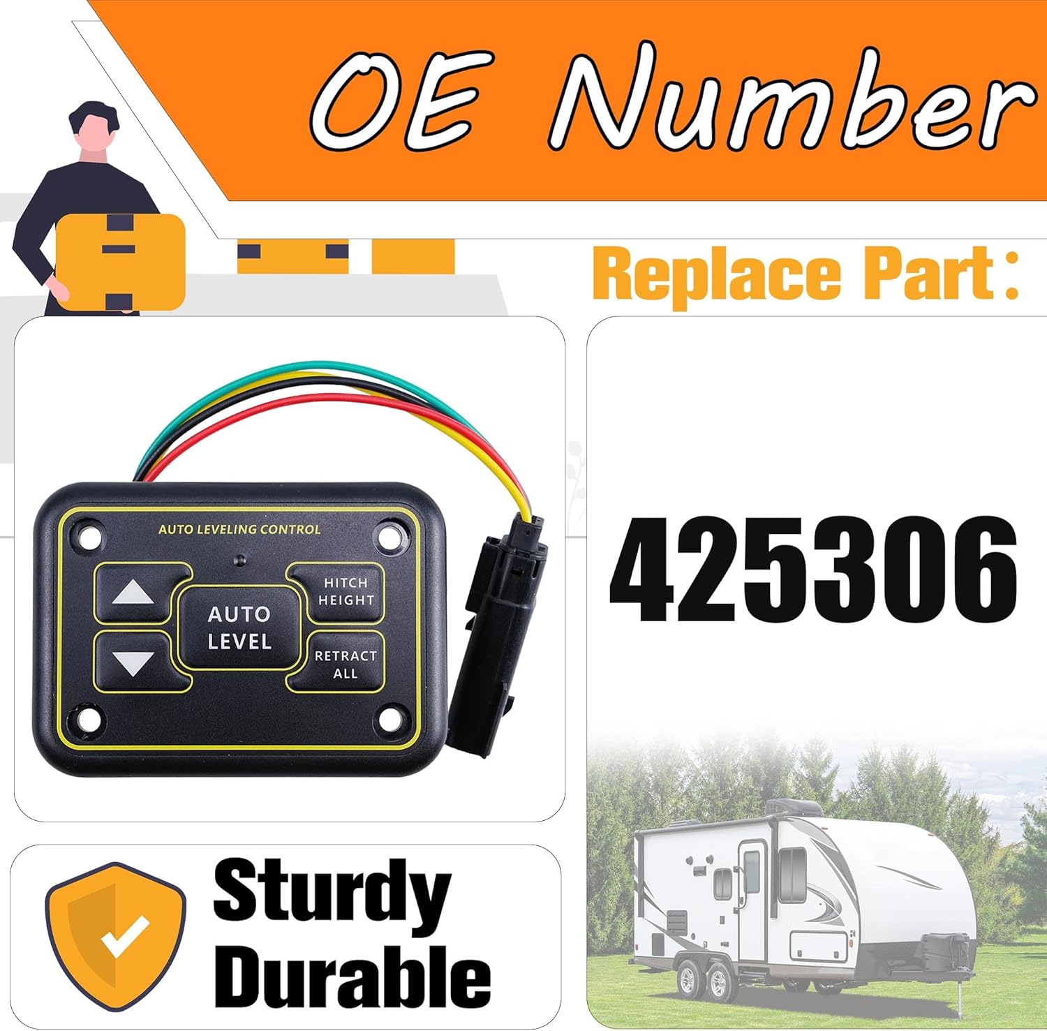 425306 Quick Level Touch Panel Assembly w/RV Auto Leveling Compatible for Lippert Ground Control & Level-Up Hydraulic Leveling System
